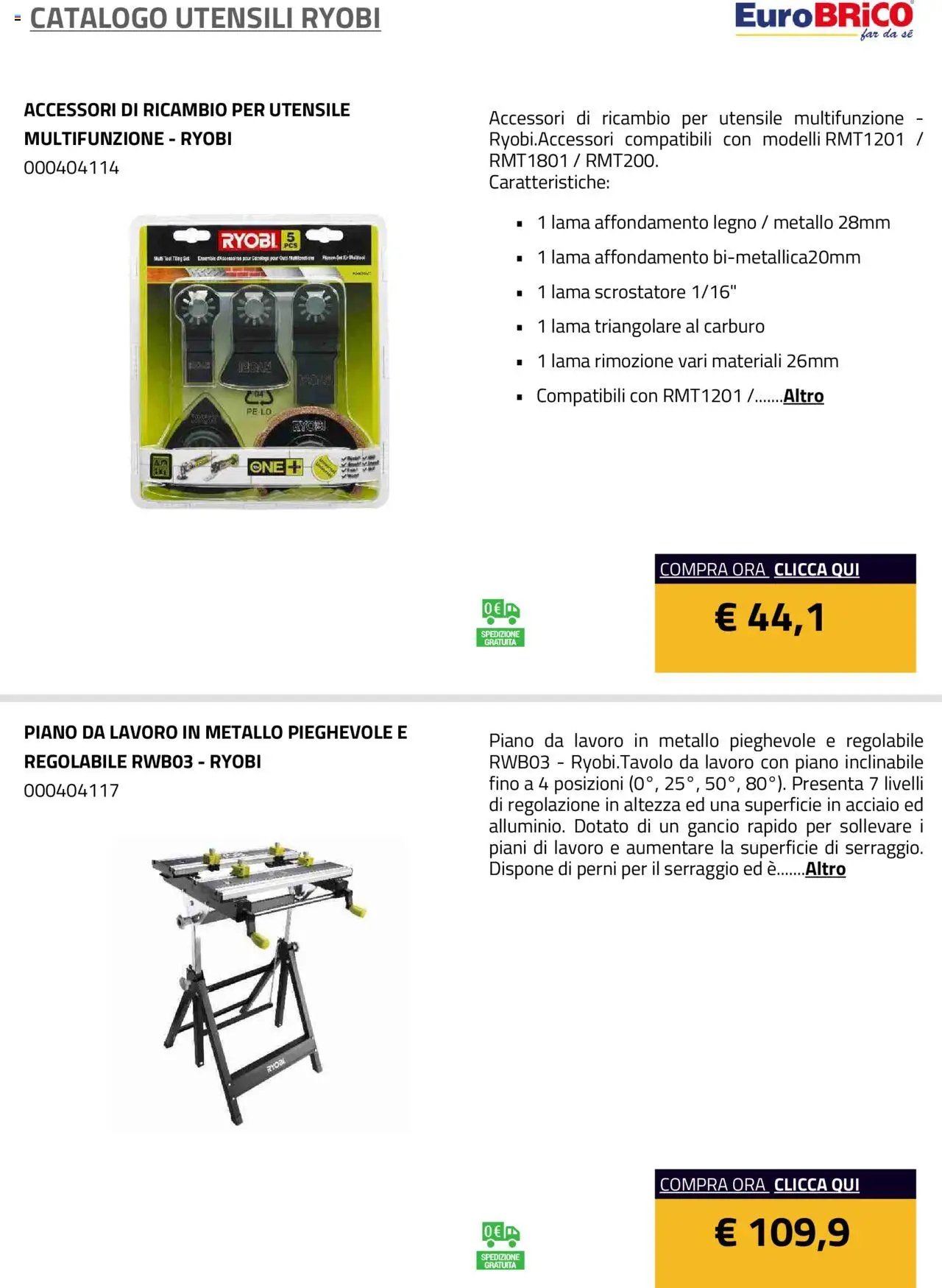 Eurobrico Utensili Ryobi catalogo