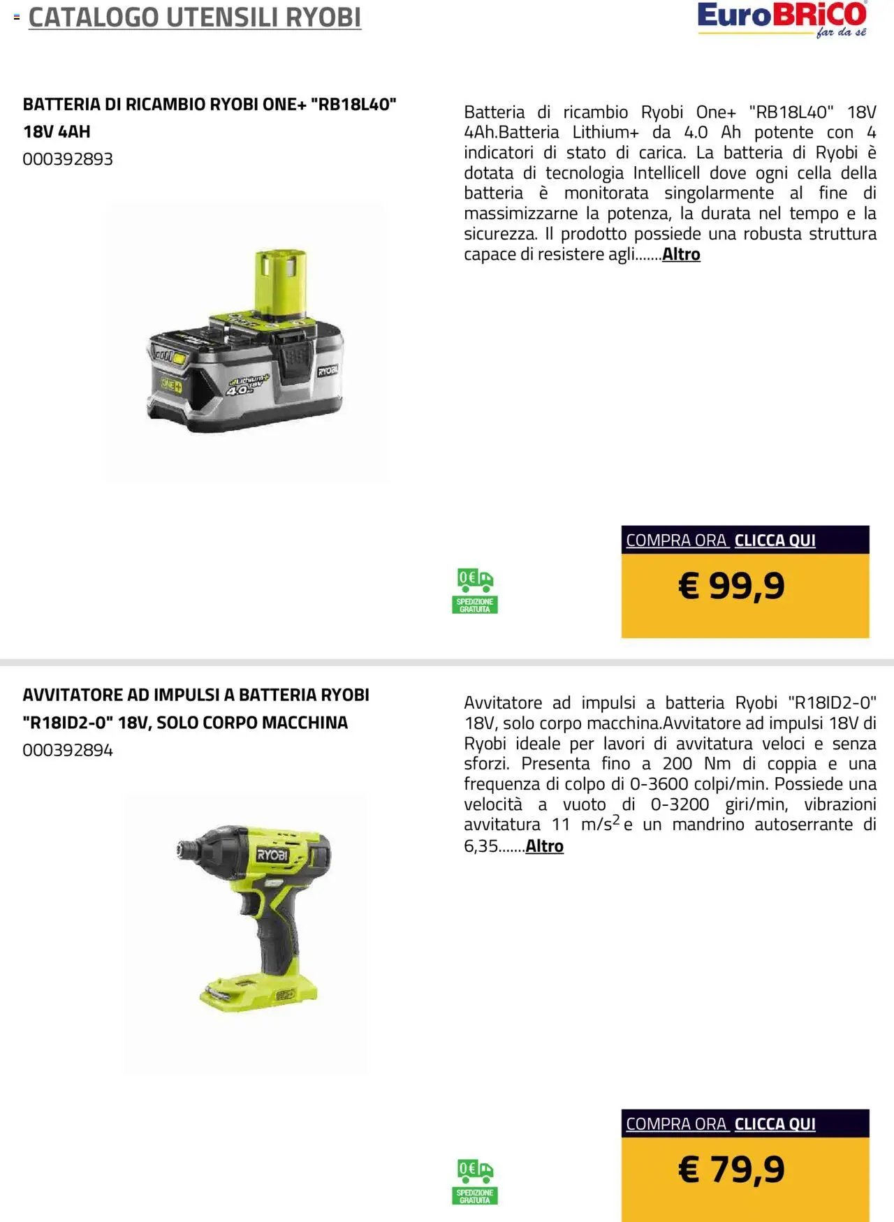 Eurobrico Utensili Ryobi catalogo