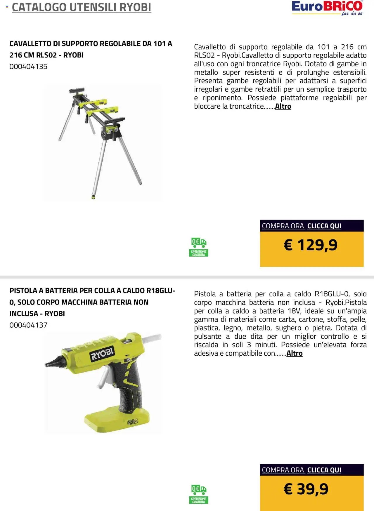Eurobrico Utensili Ryobi catalogo