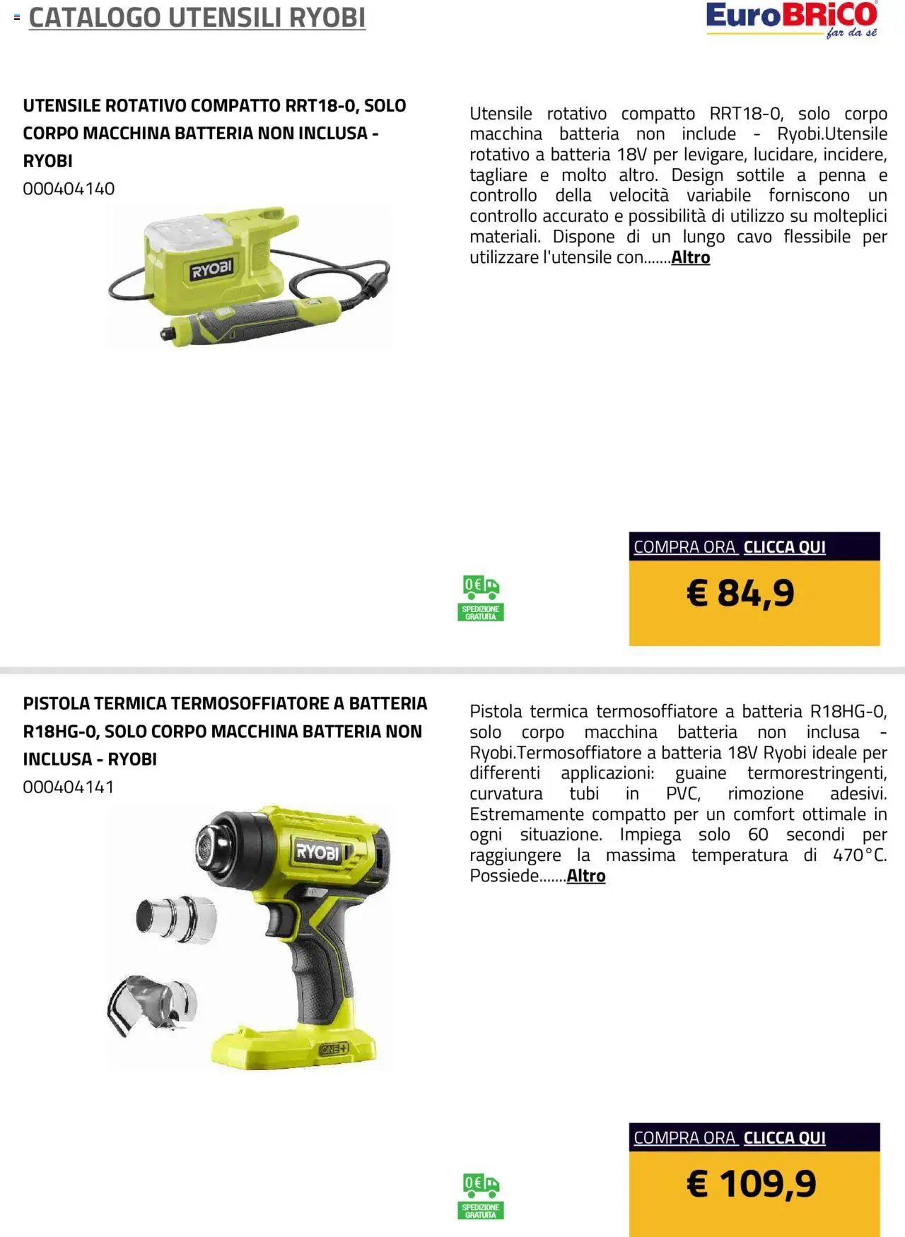 Eurobrico Utensili Ryobi catalogo