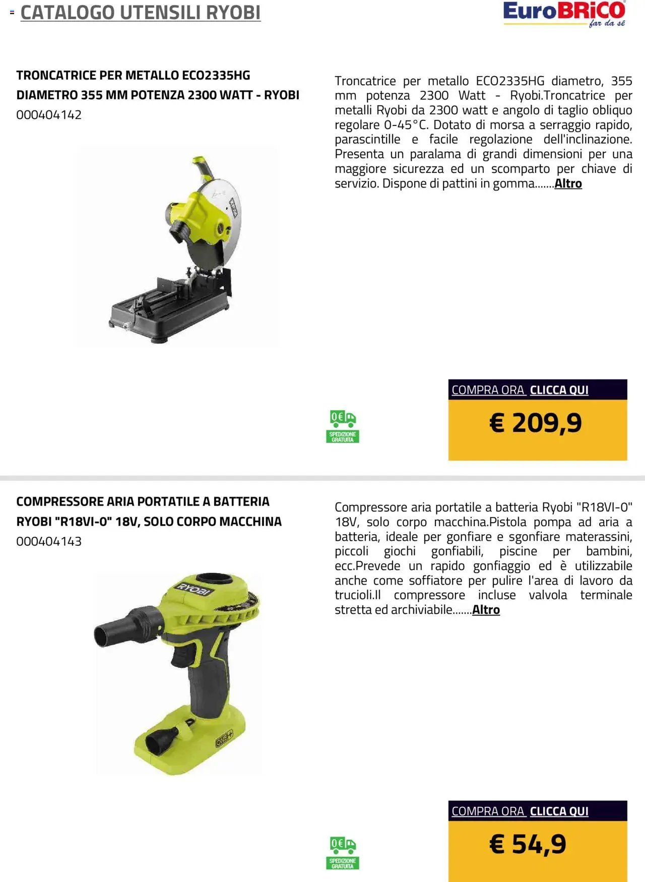 Eurobrico Utensili Ryobi catalogo