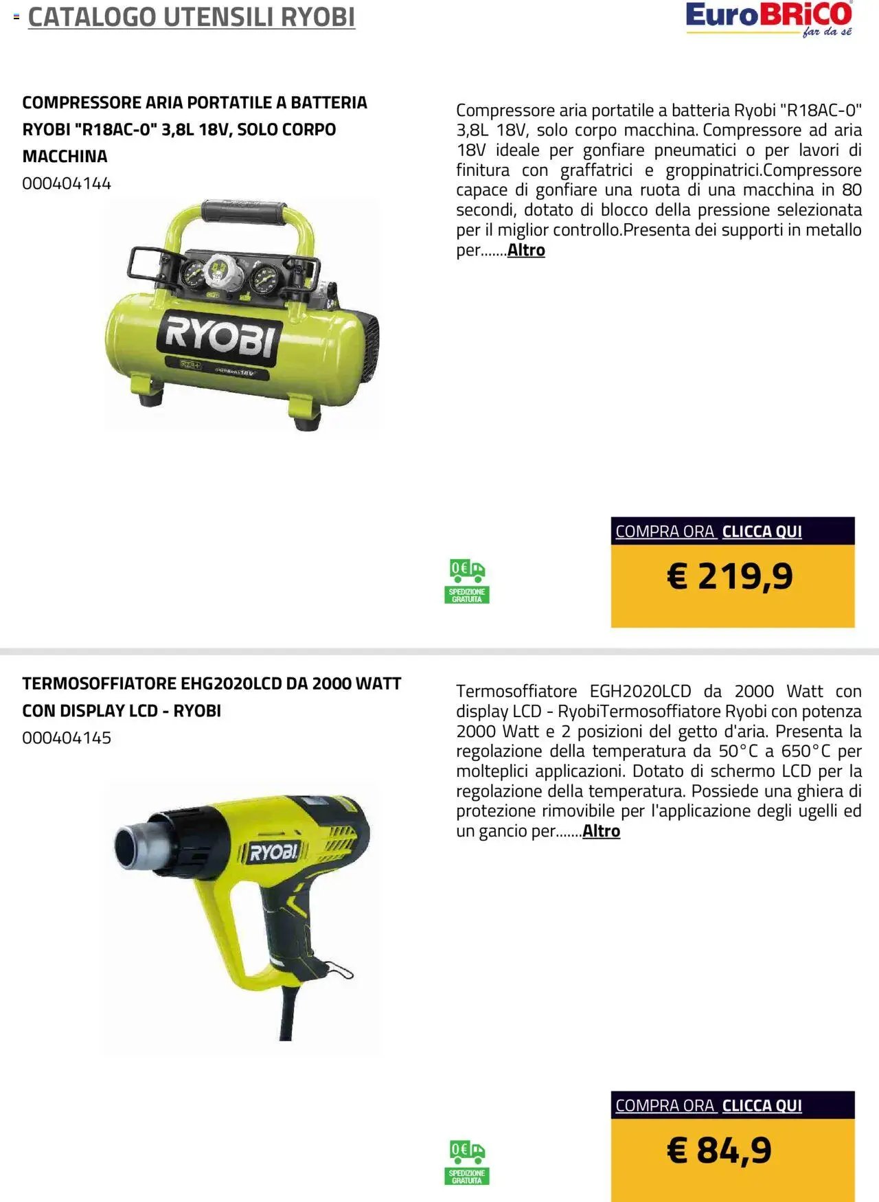 Eurobrico Utensili Ryobi catalogo