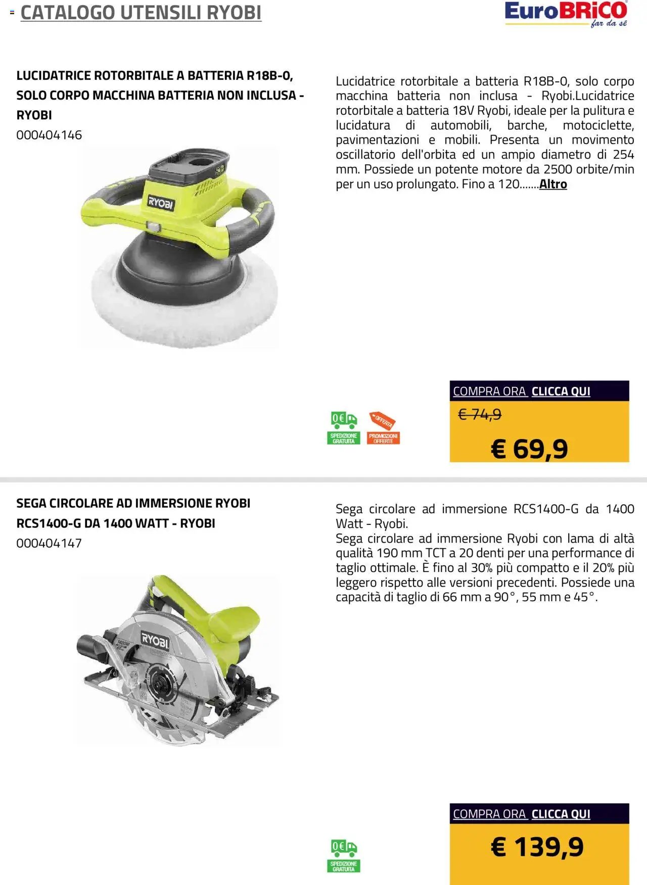 Eurobrico Utensili Ryobi catalogo