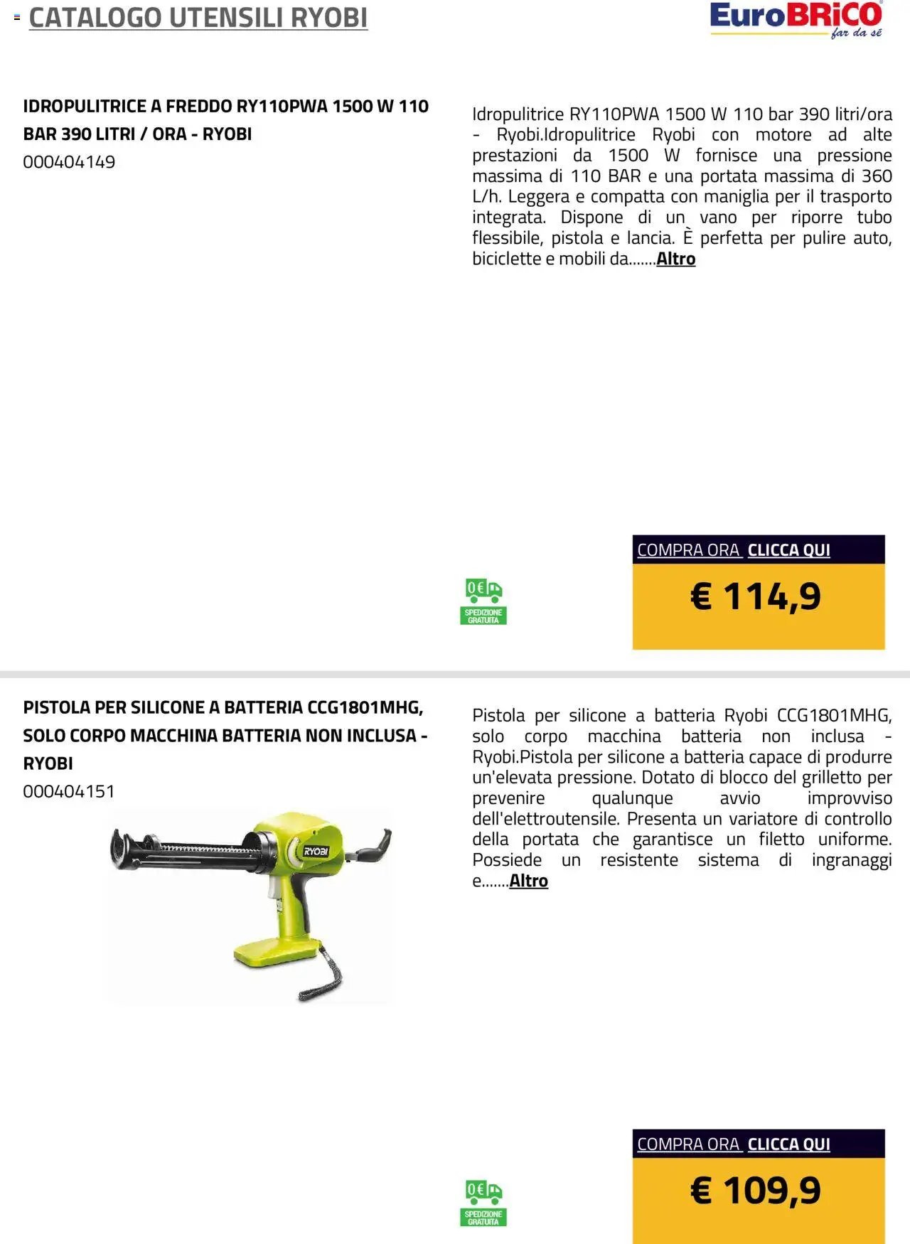 Eurobrico Utensili Ryobi catalogo