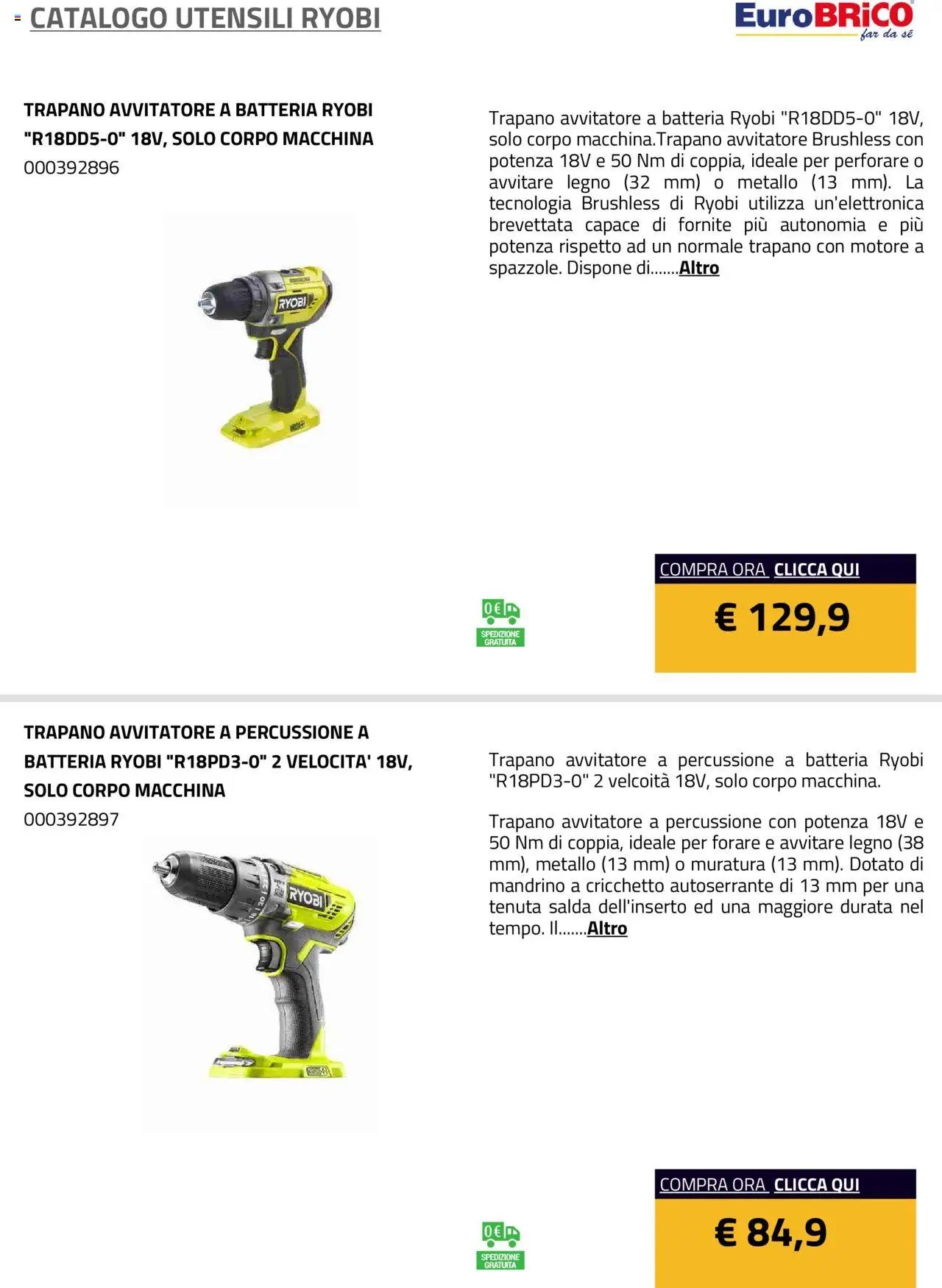 Eurobrico Utensili Ryobi catalogo