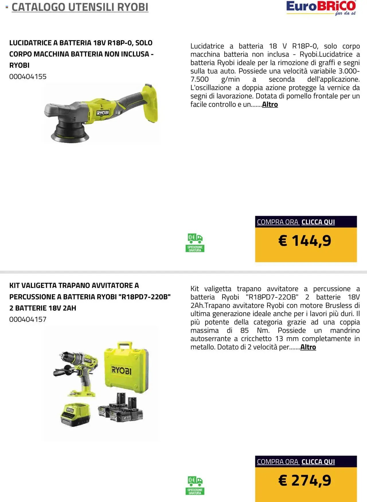 Eurobrico Utensili Ryobi catalogo