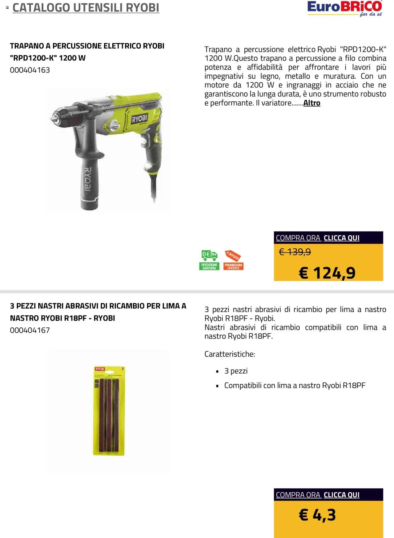 Eurobrico Utensili Ryobi catalogo