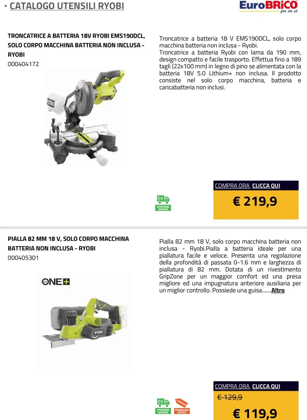 Eurobrico Utensili Ryobi catalogo