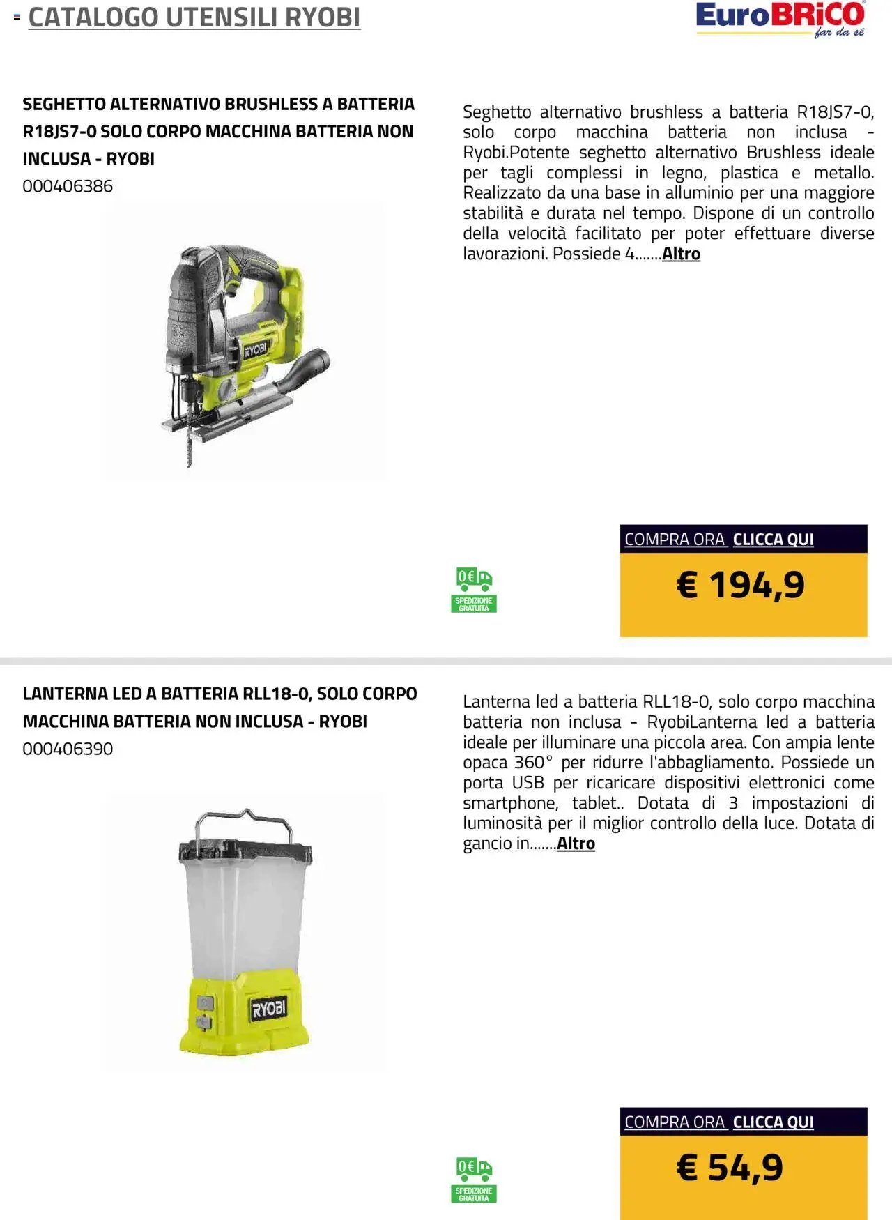 Eurobrico Utensili Ryobi catalogo