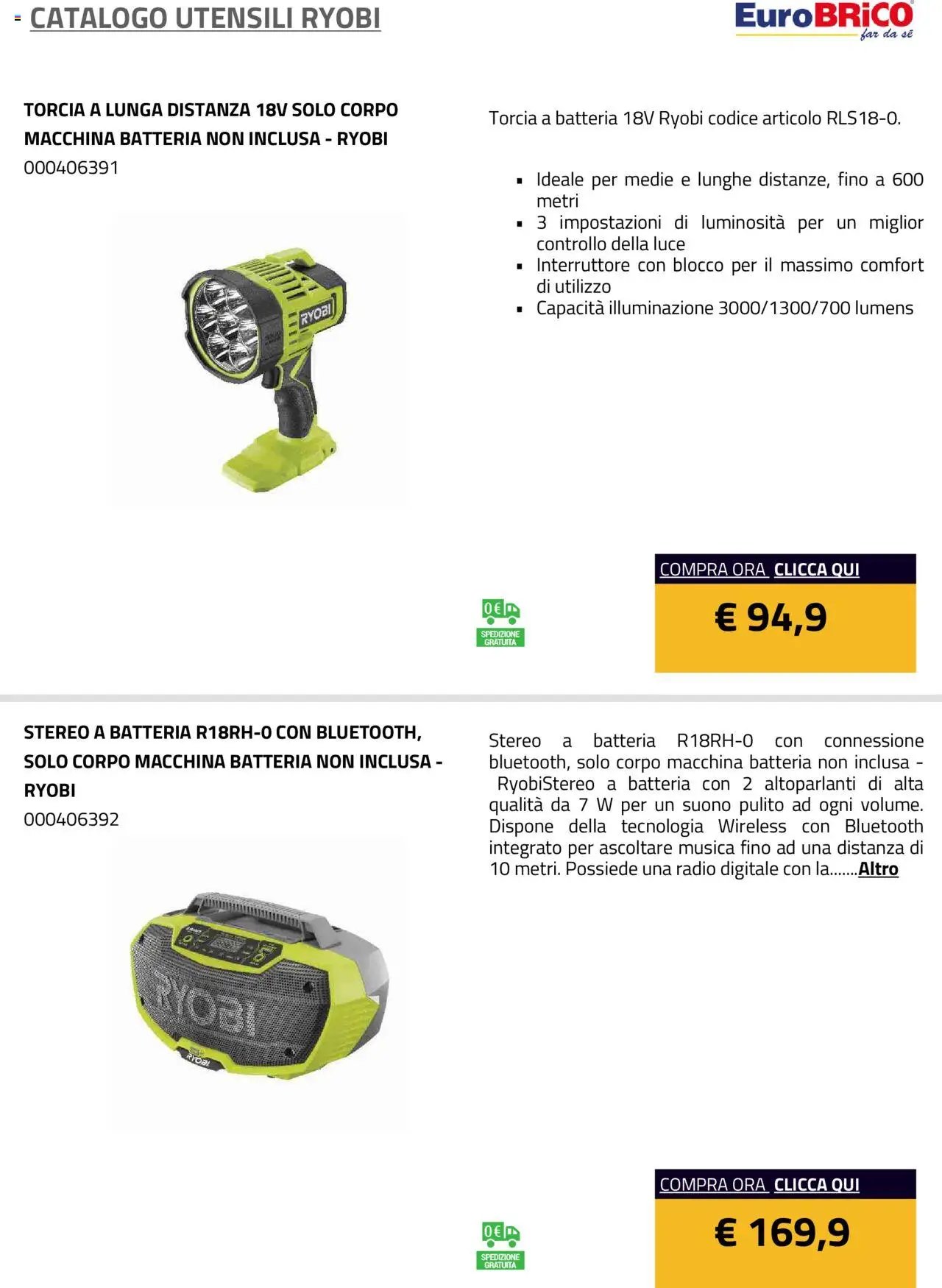 Eurobrico Utensili Ryobi catalogo