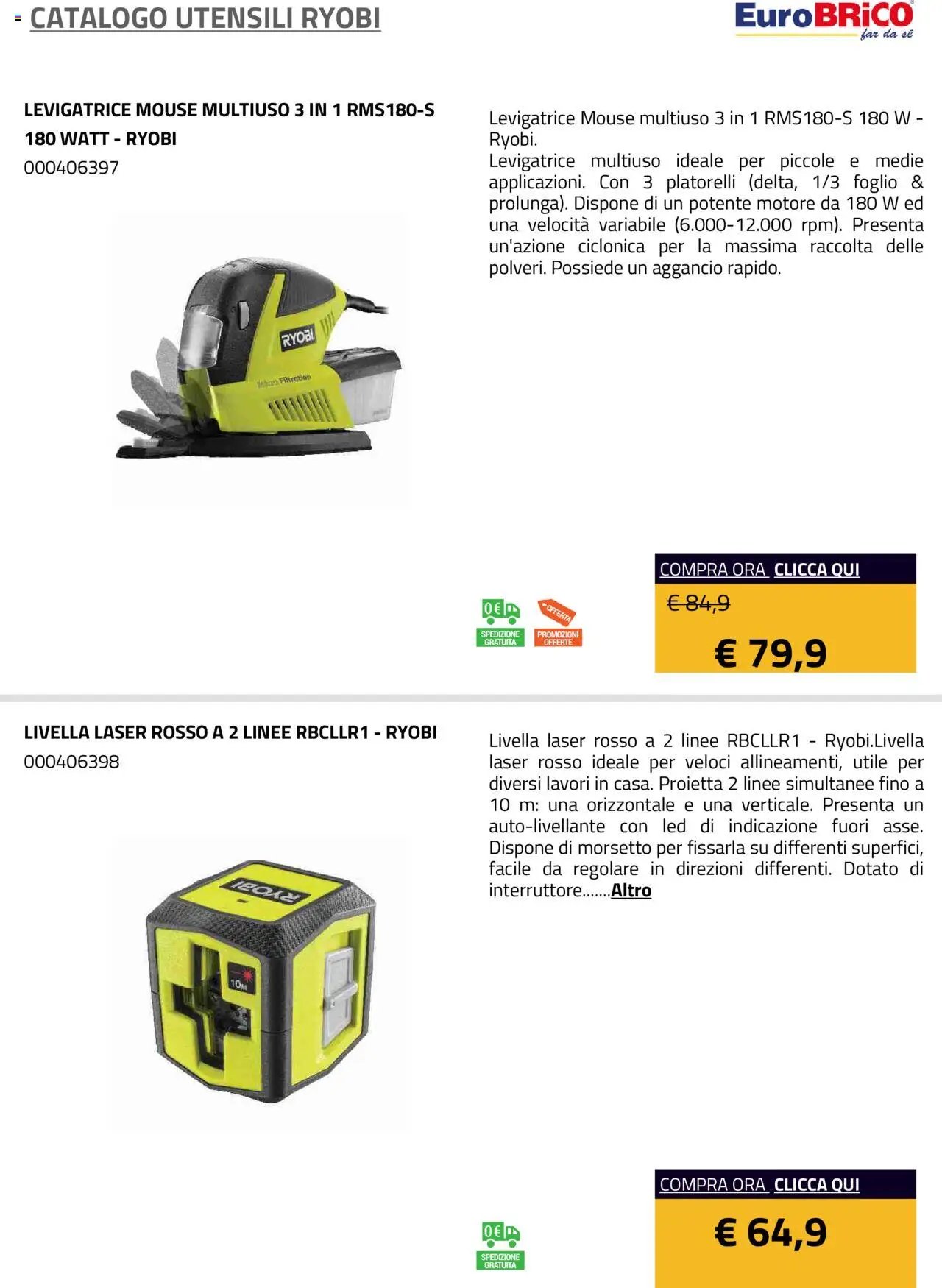 Eurobrico Utensili Ryobi catalogo