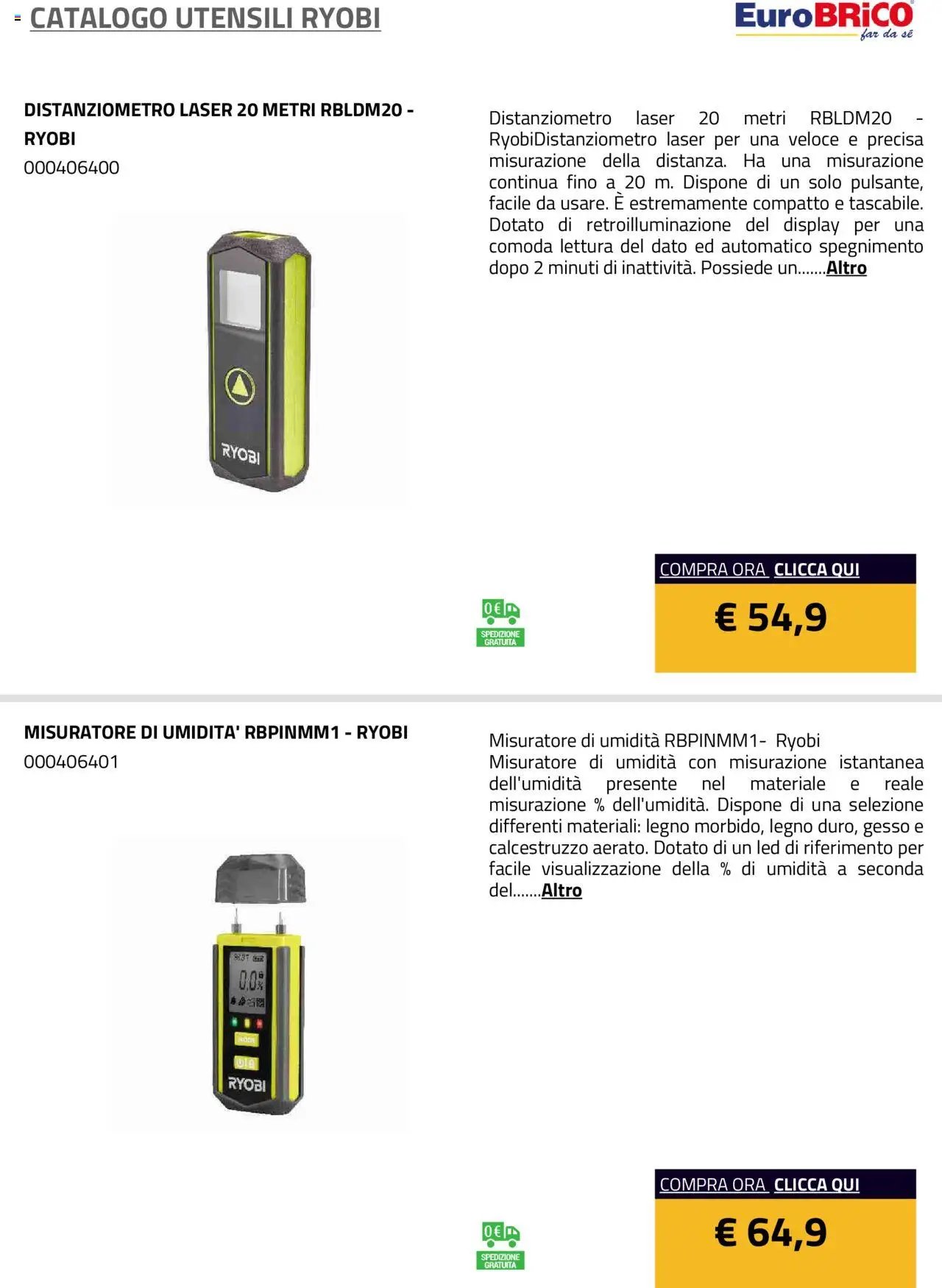 Eurobrico Utensili Ryobi catalogo