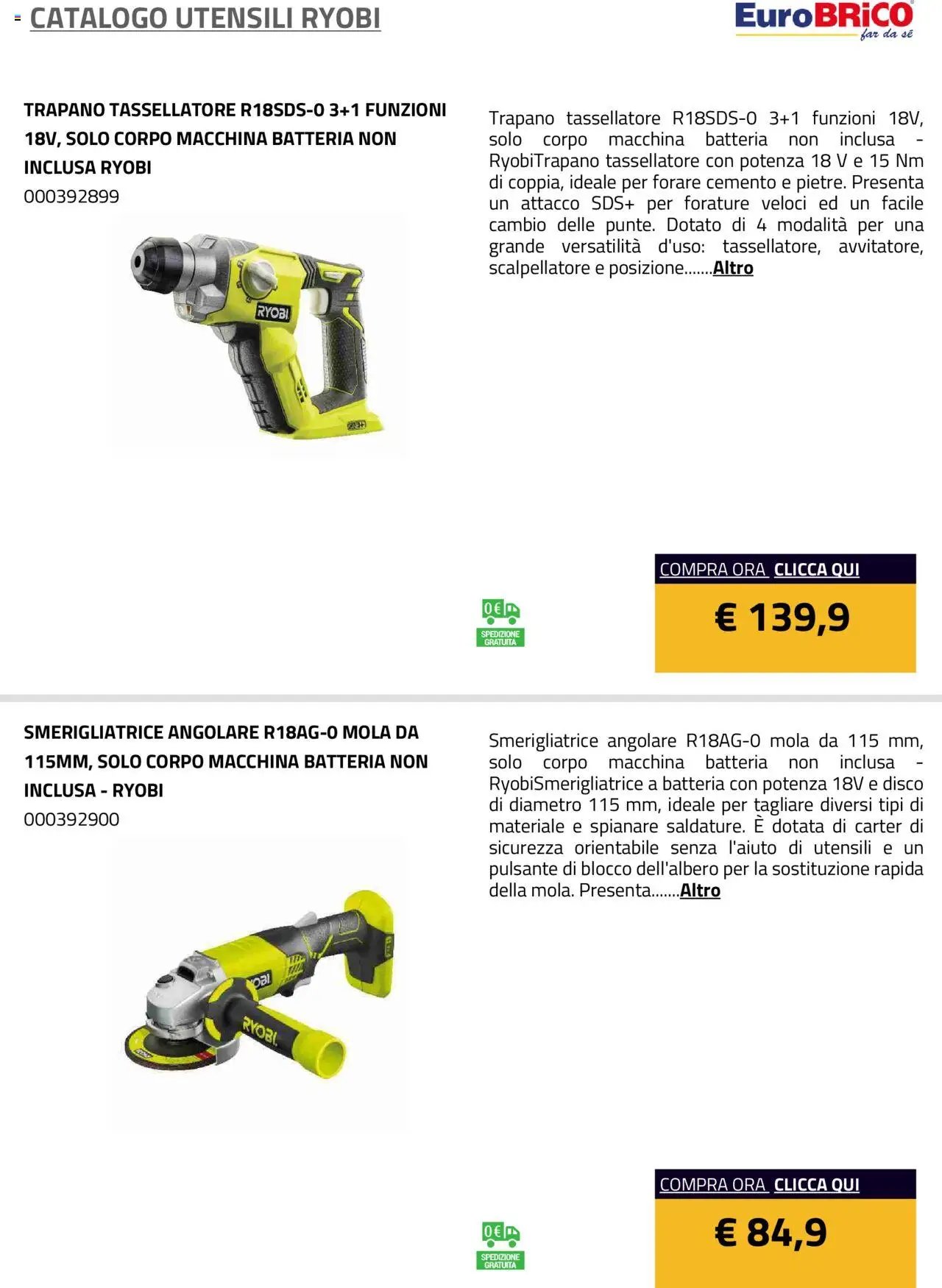 Eurobrico Utensili Ryobi catalogo