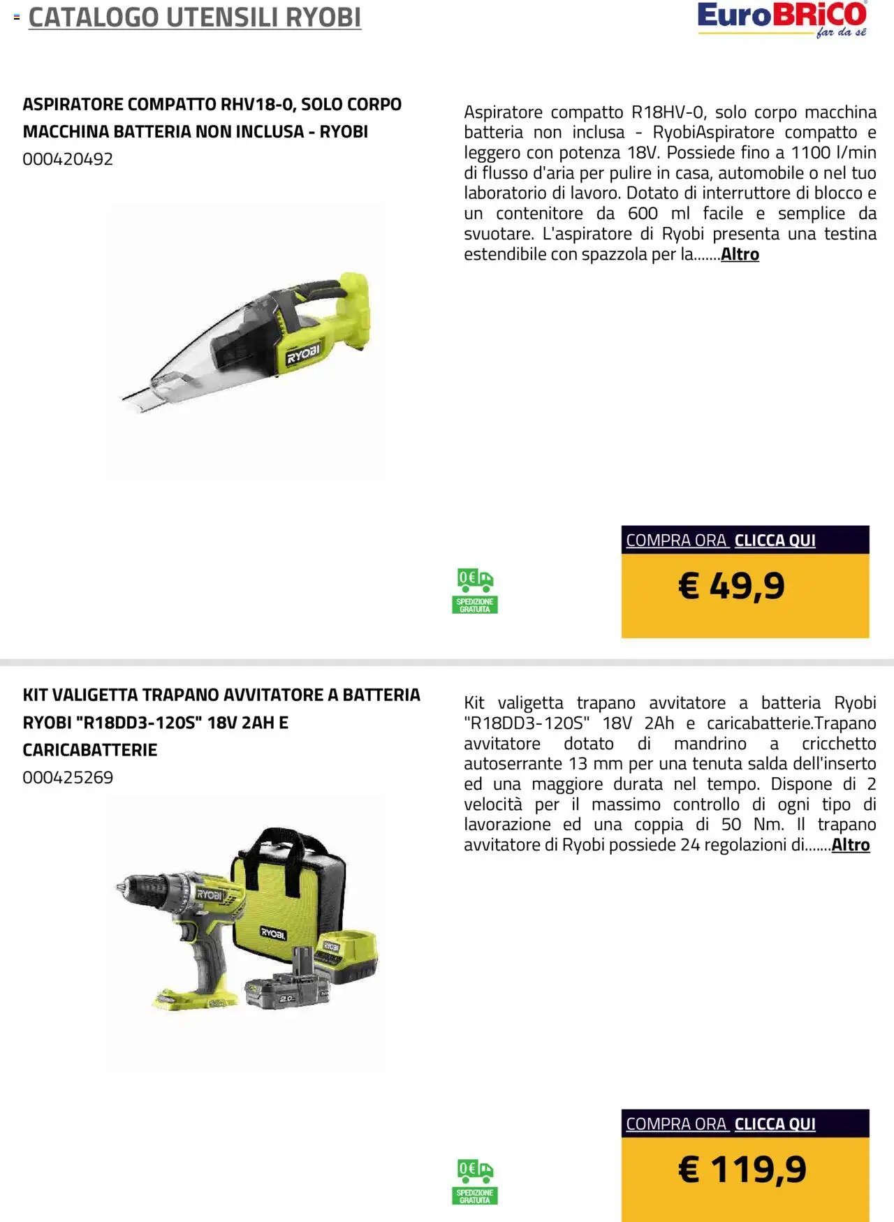 Eurobrico Utensili Ryobi catalogo