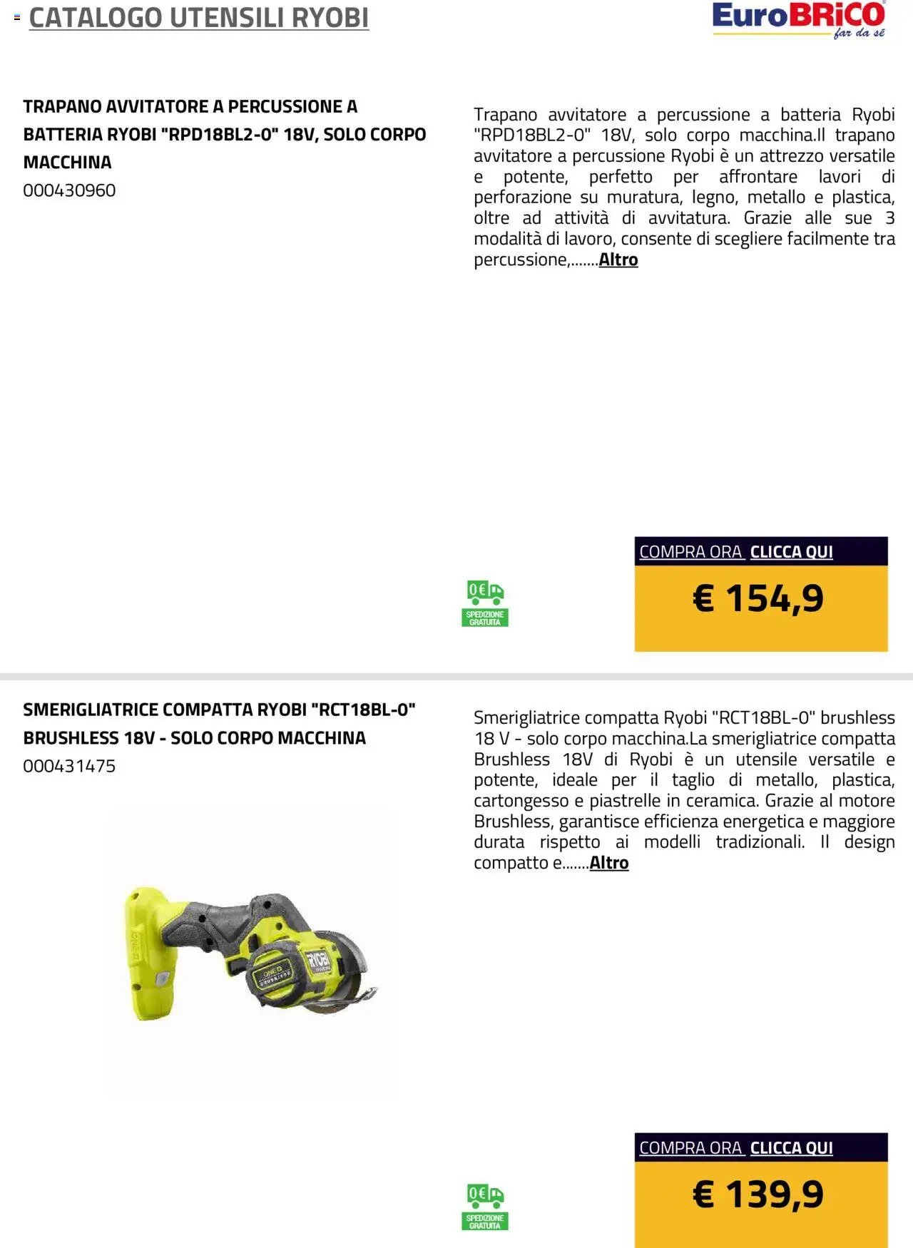 Eurobrico Utensili Ryobi catalogo