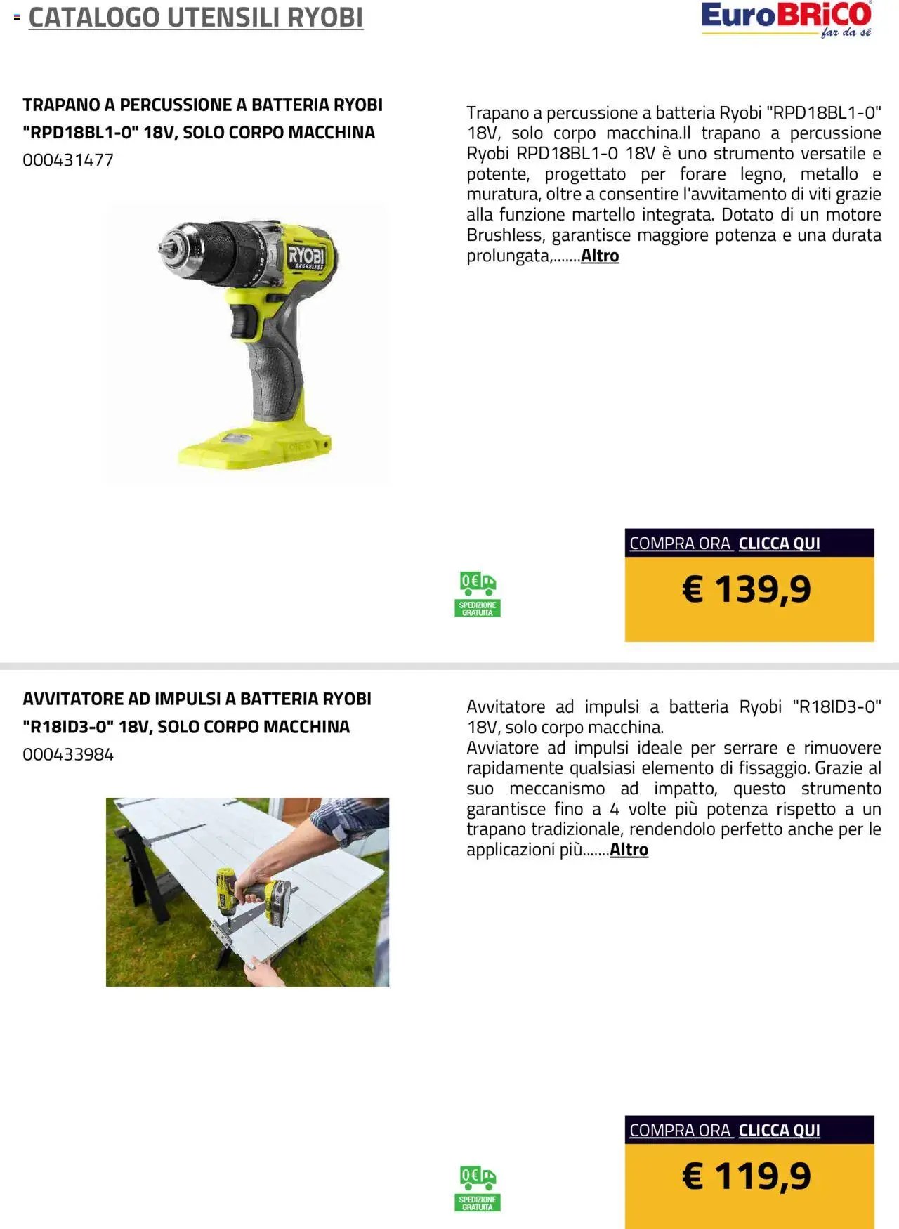 Eurobrico Utensili Ryobi catalogo