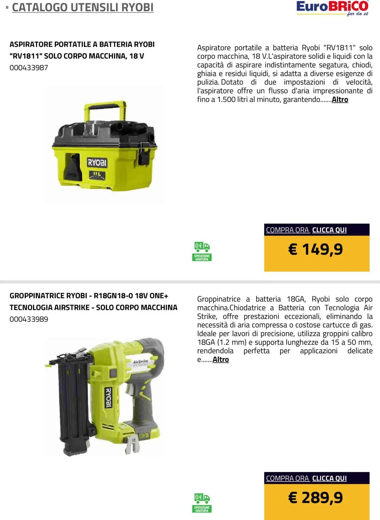 Eurobrico Utensili Ryobi catalogo