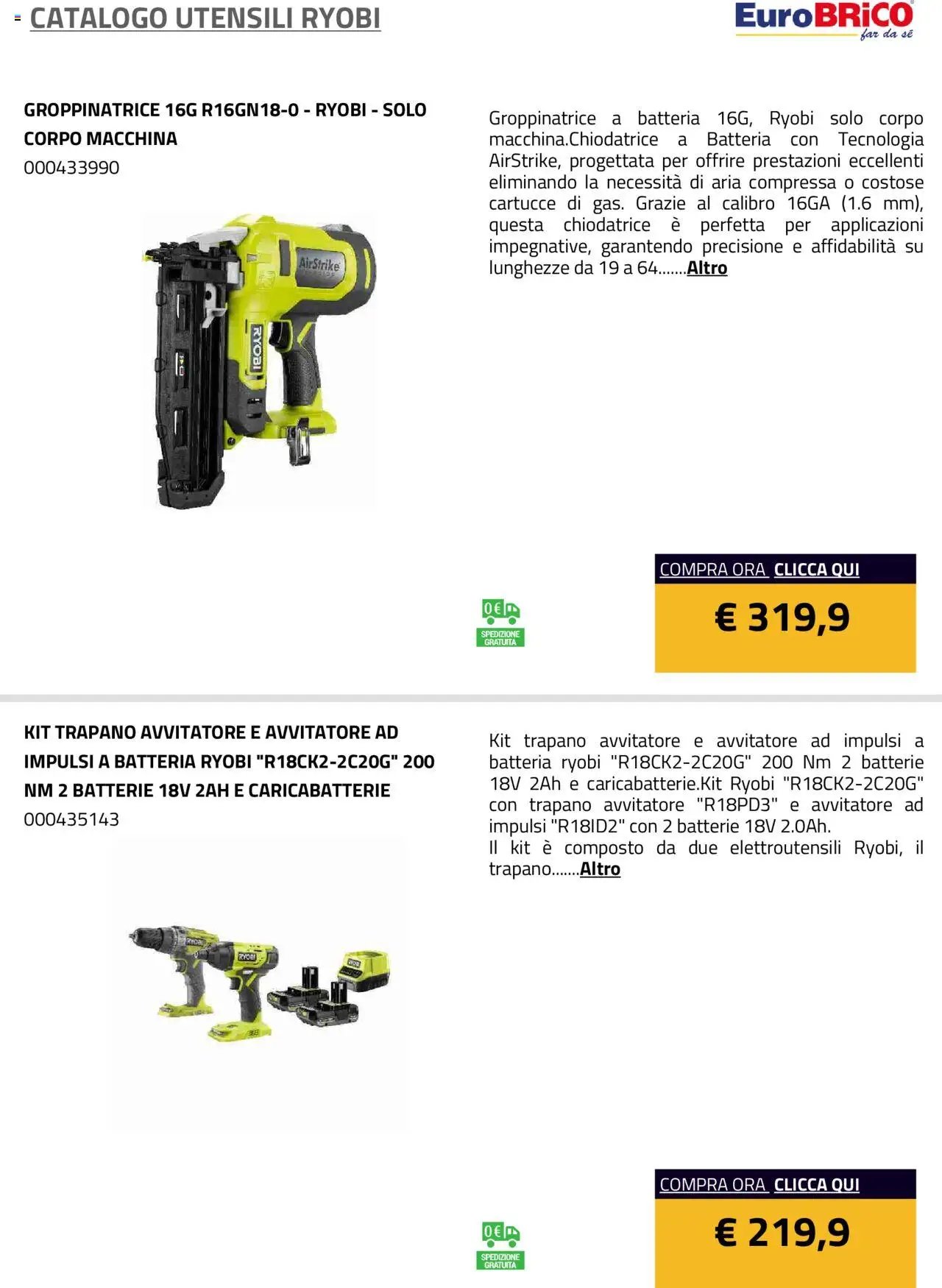 Eurobrico Utensili Ryobi catalogo