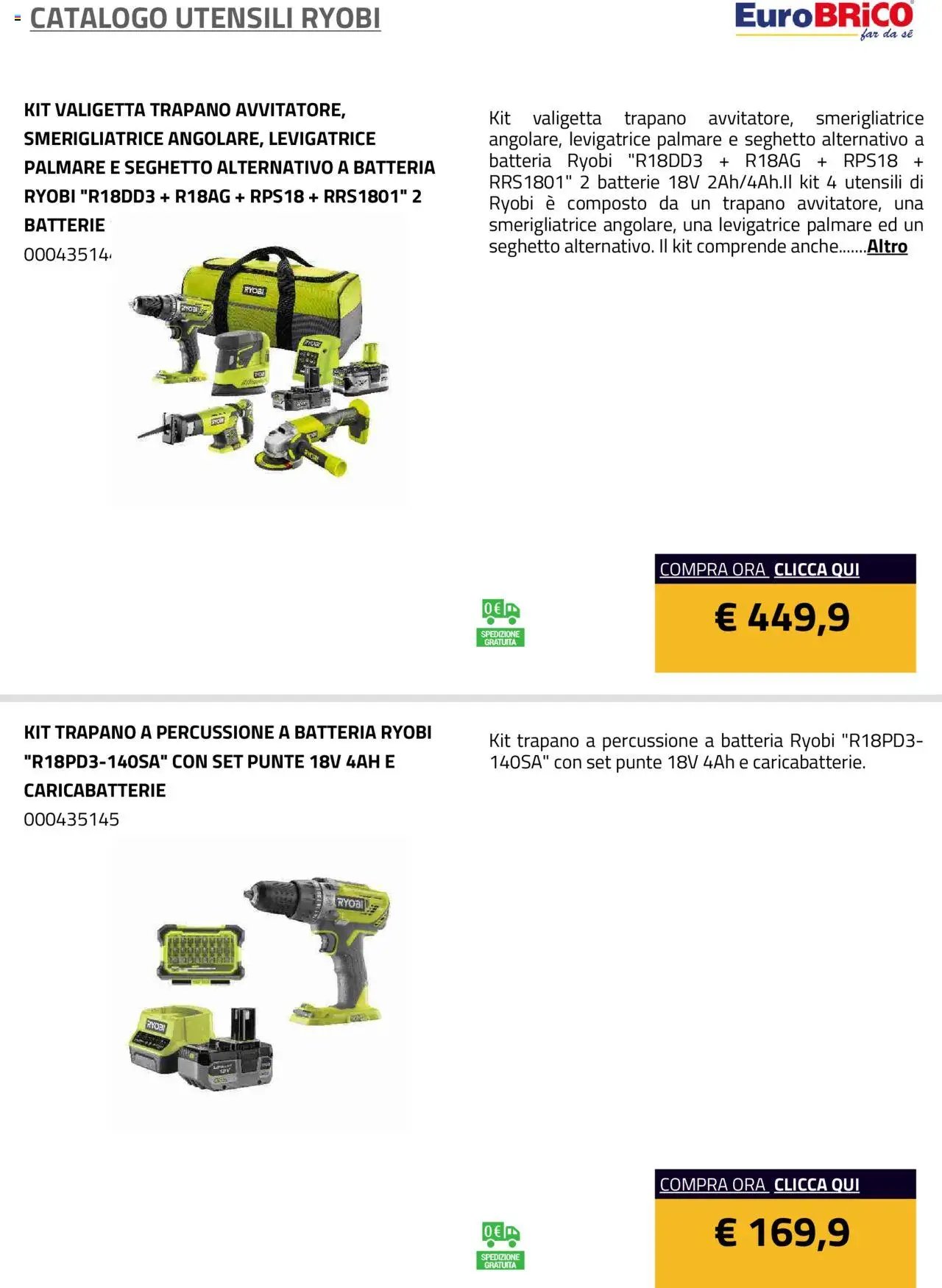 Eurobrico Utensili Ryobi catalogo