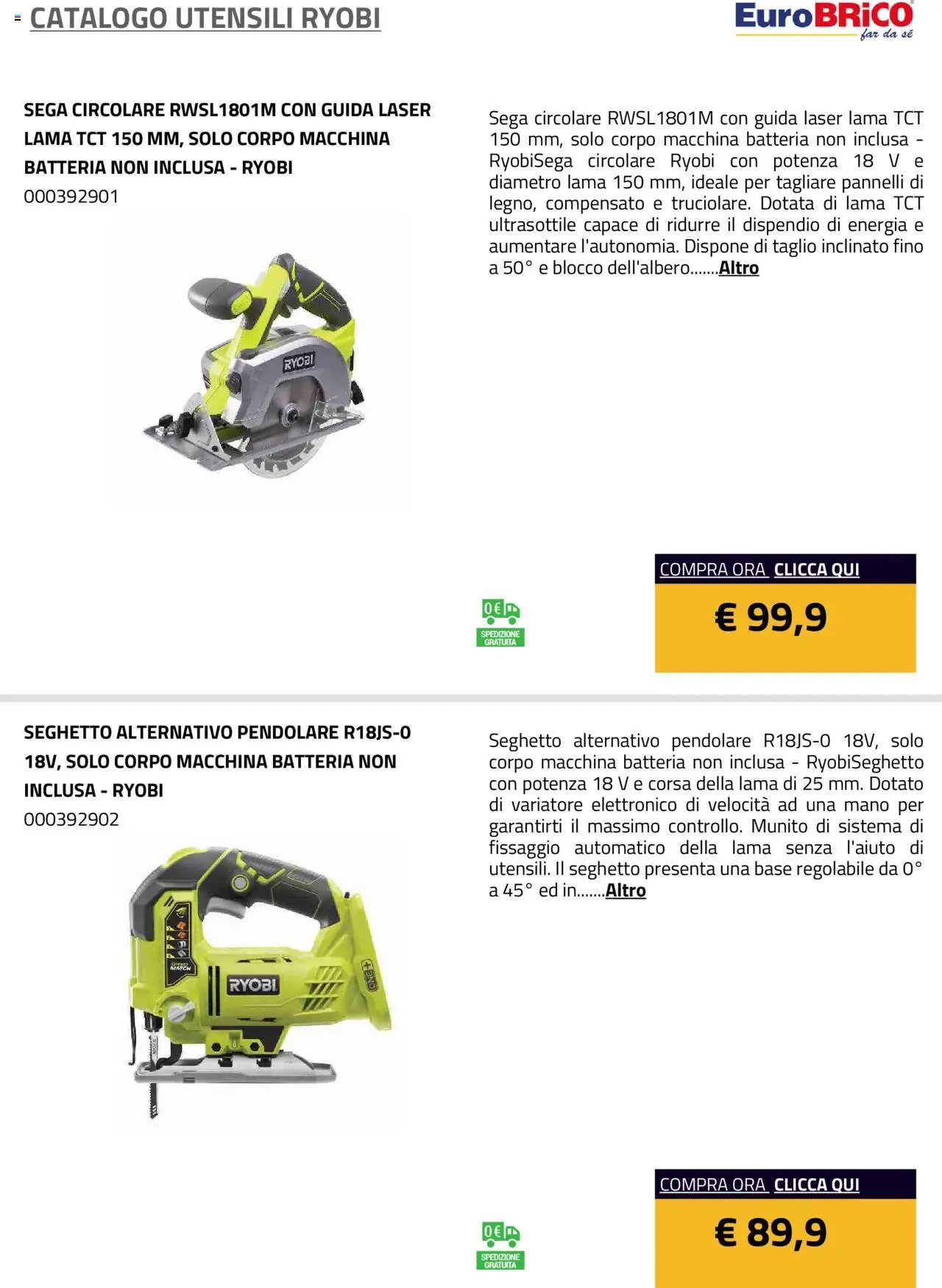 Eurobrico Utensili Ryobi catalogo