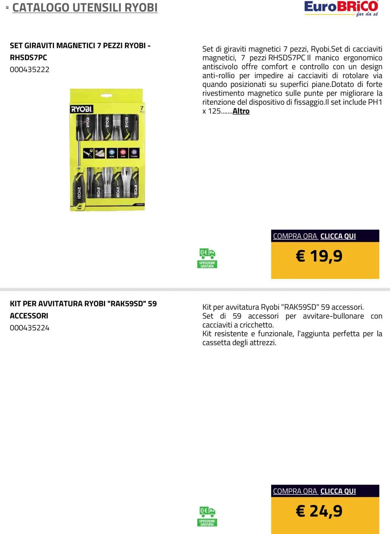 Eurobrico Utensili Ryobi catalogo