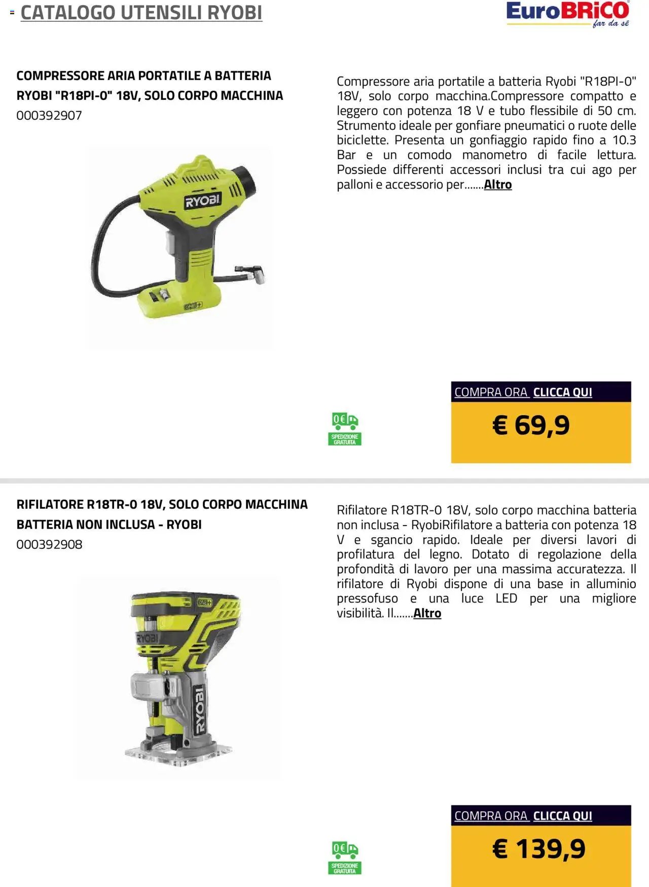 Eurobrico Utensili Ryobi catalogo