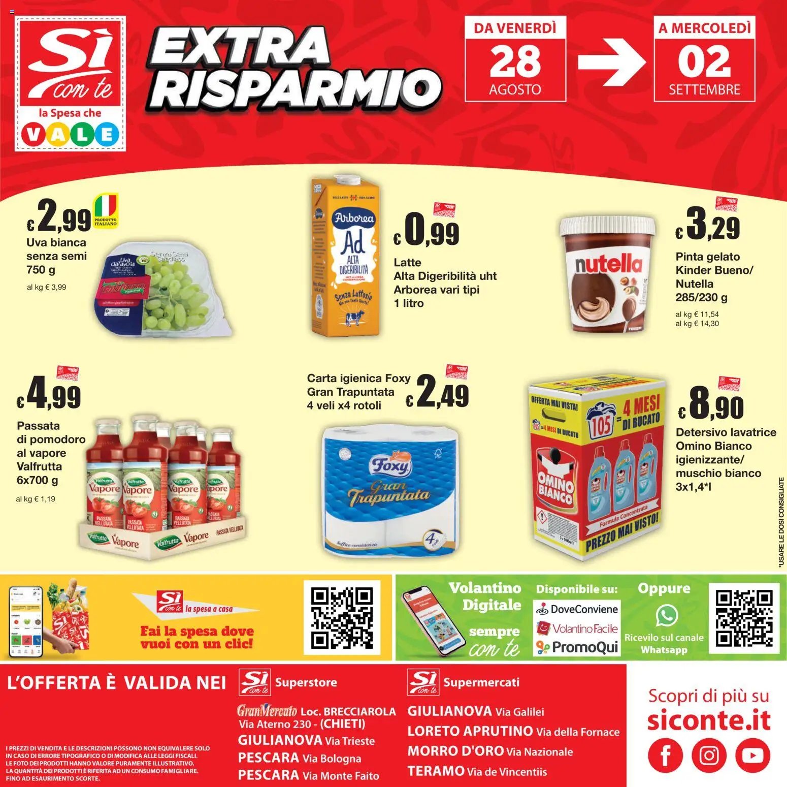 Sì con Te volantino Superstore, Supermercati