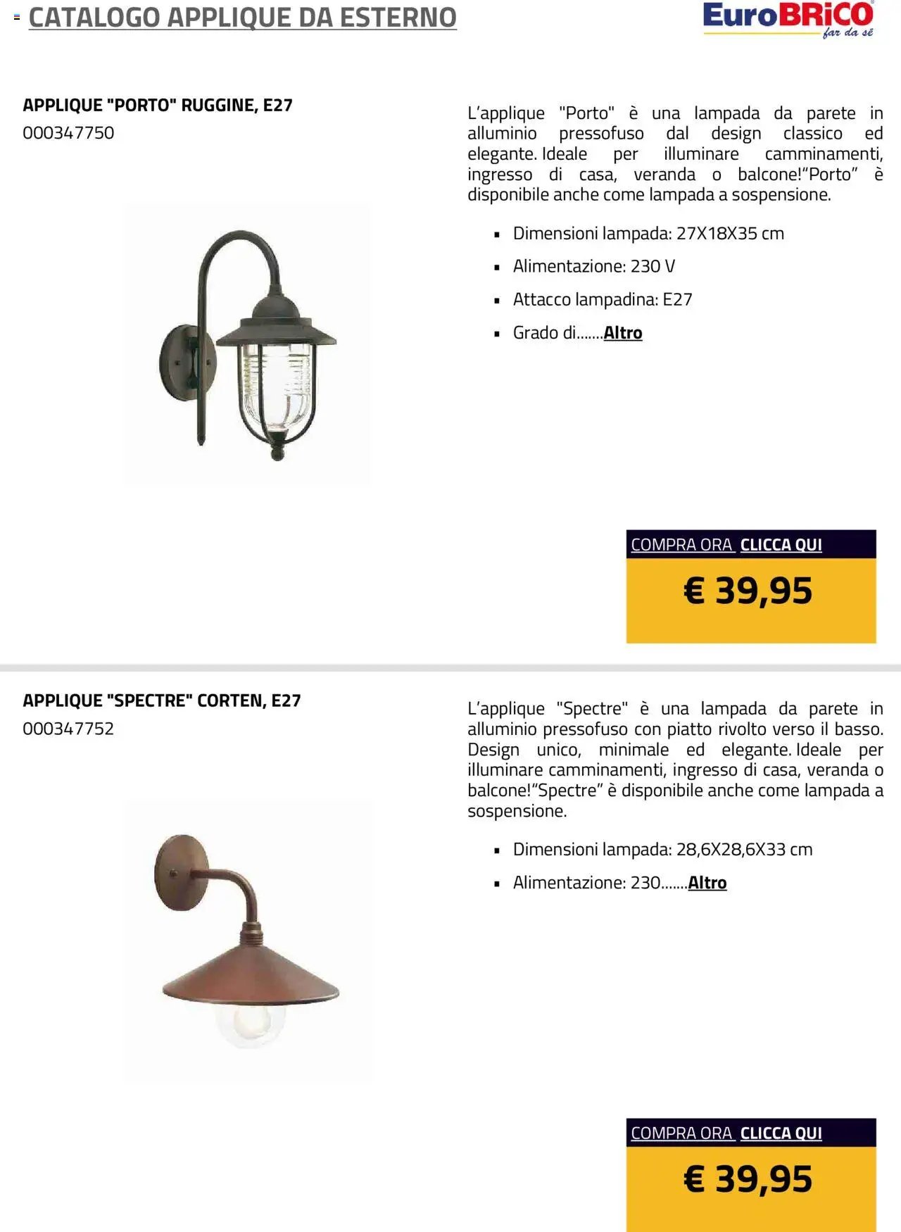 Eurobrico Applique da Esterno catalogo