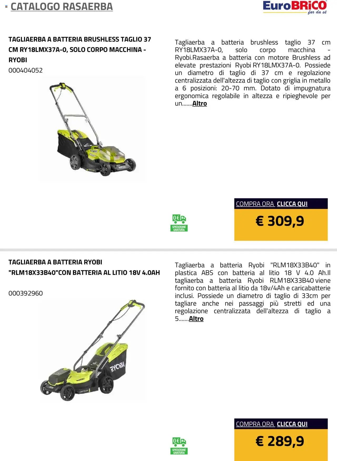 Eurobrico Rasaerba catalogo