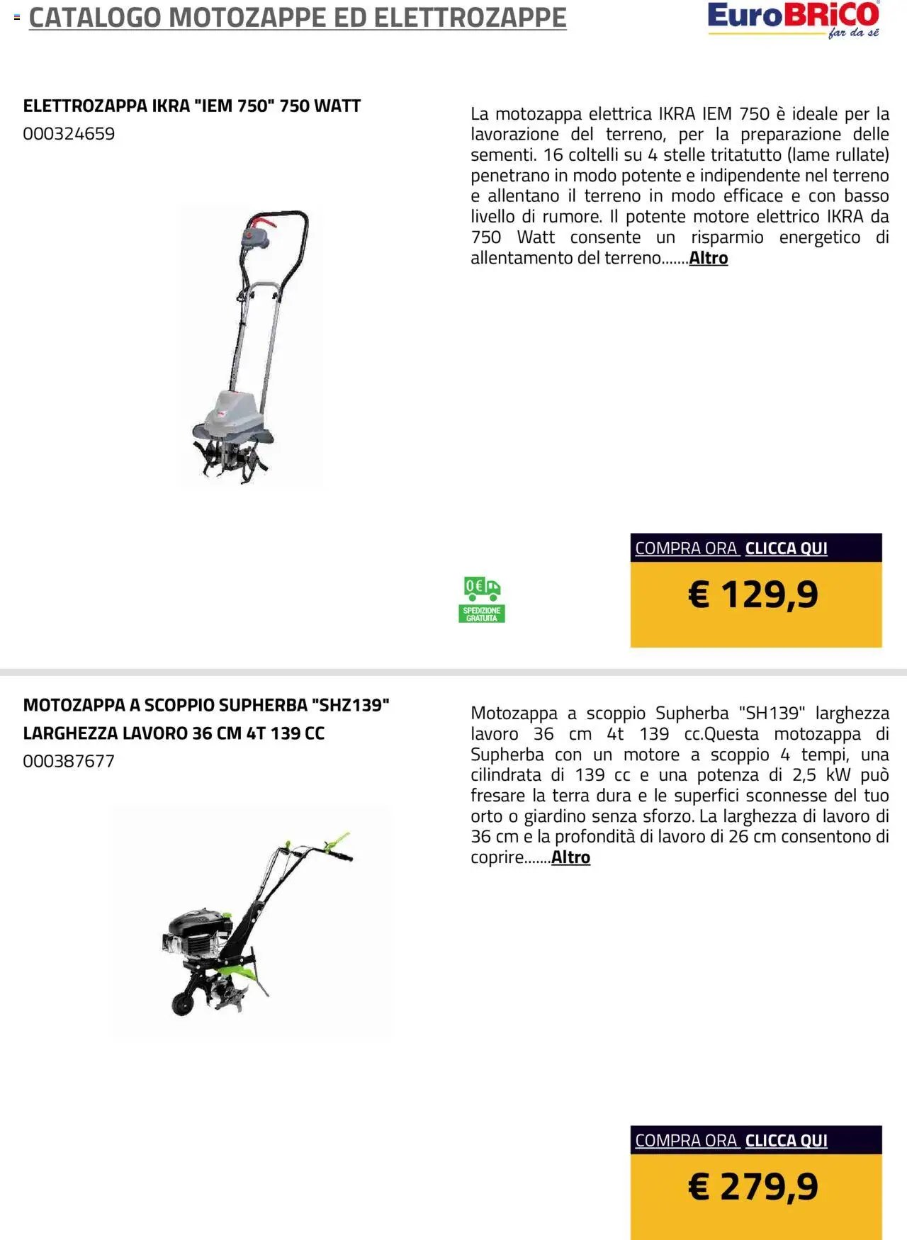 Eurobrico Motozappe ed Elettrozappe catalogo