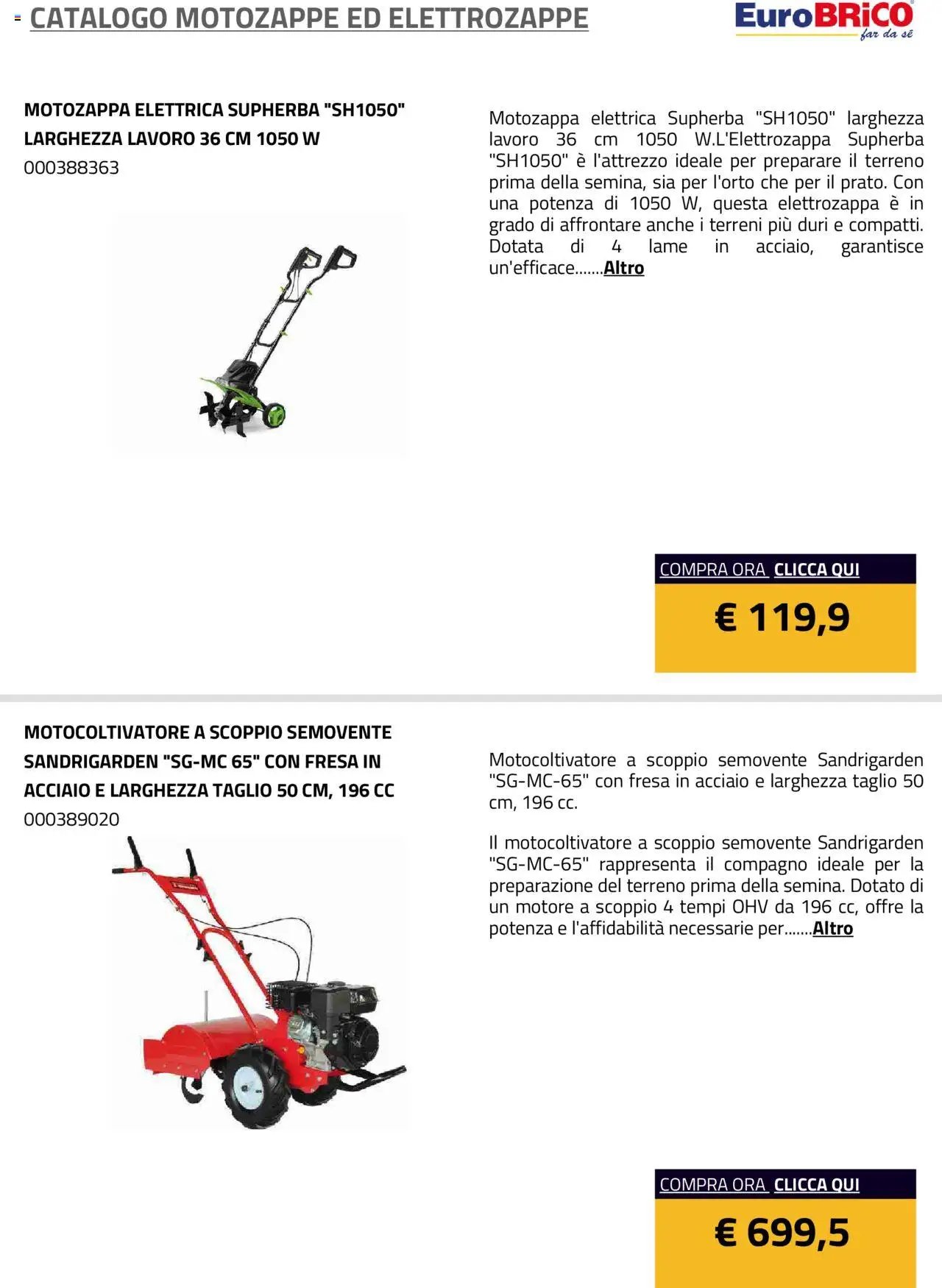 Eurobrico Motozappe ed Elettrozappe catalogo