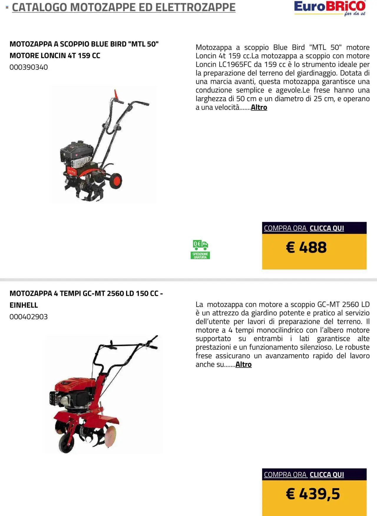 Eurobrico Motozappe ed Elettrozappe catalogo