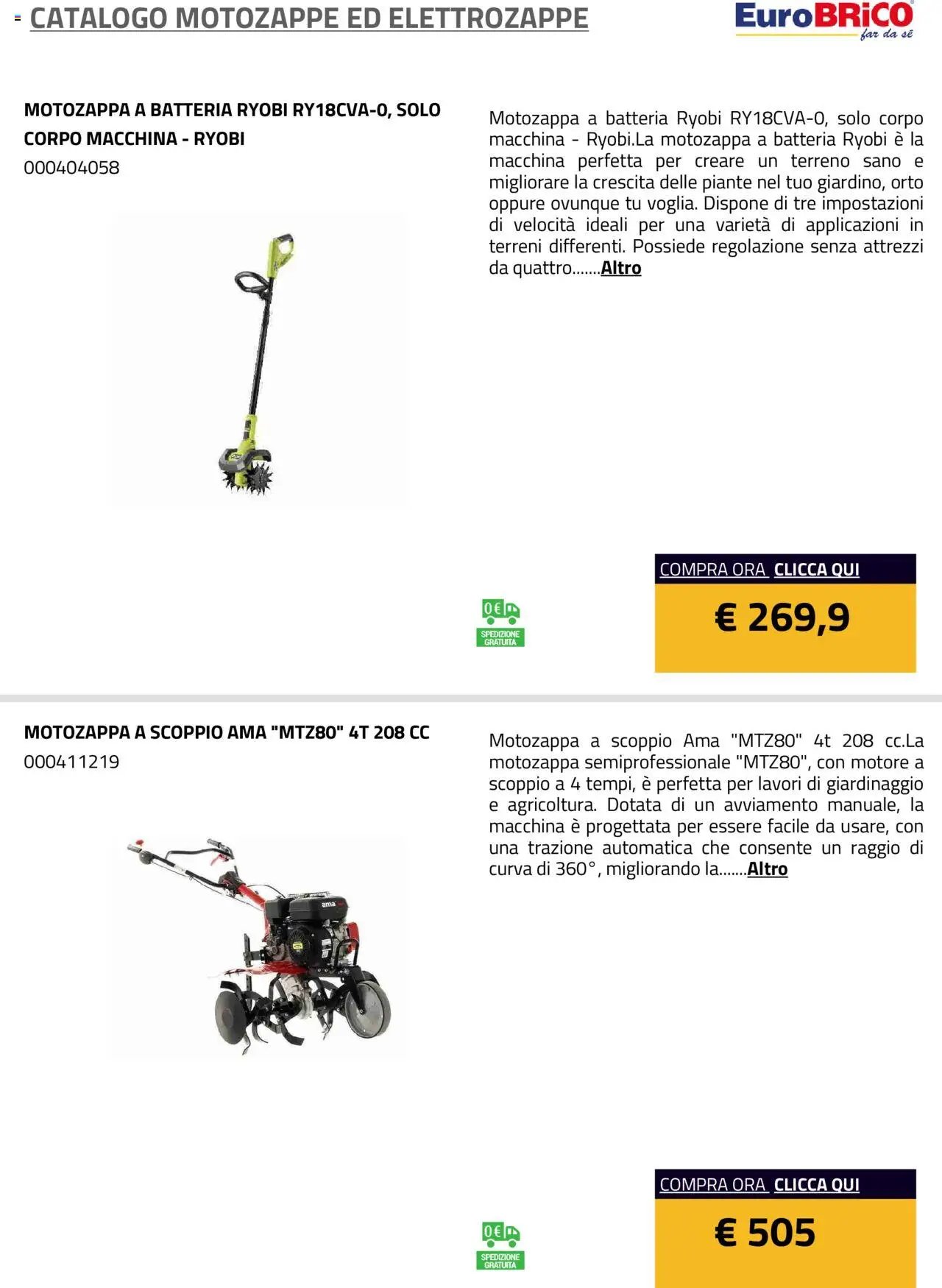 Eurobrico Motozappe ed Elettrozappe catalogo