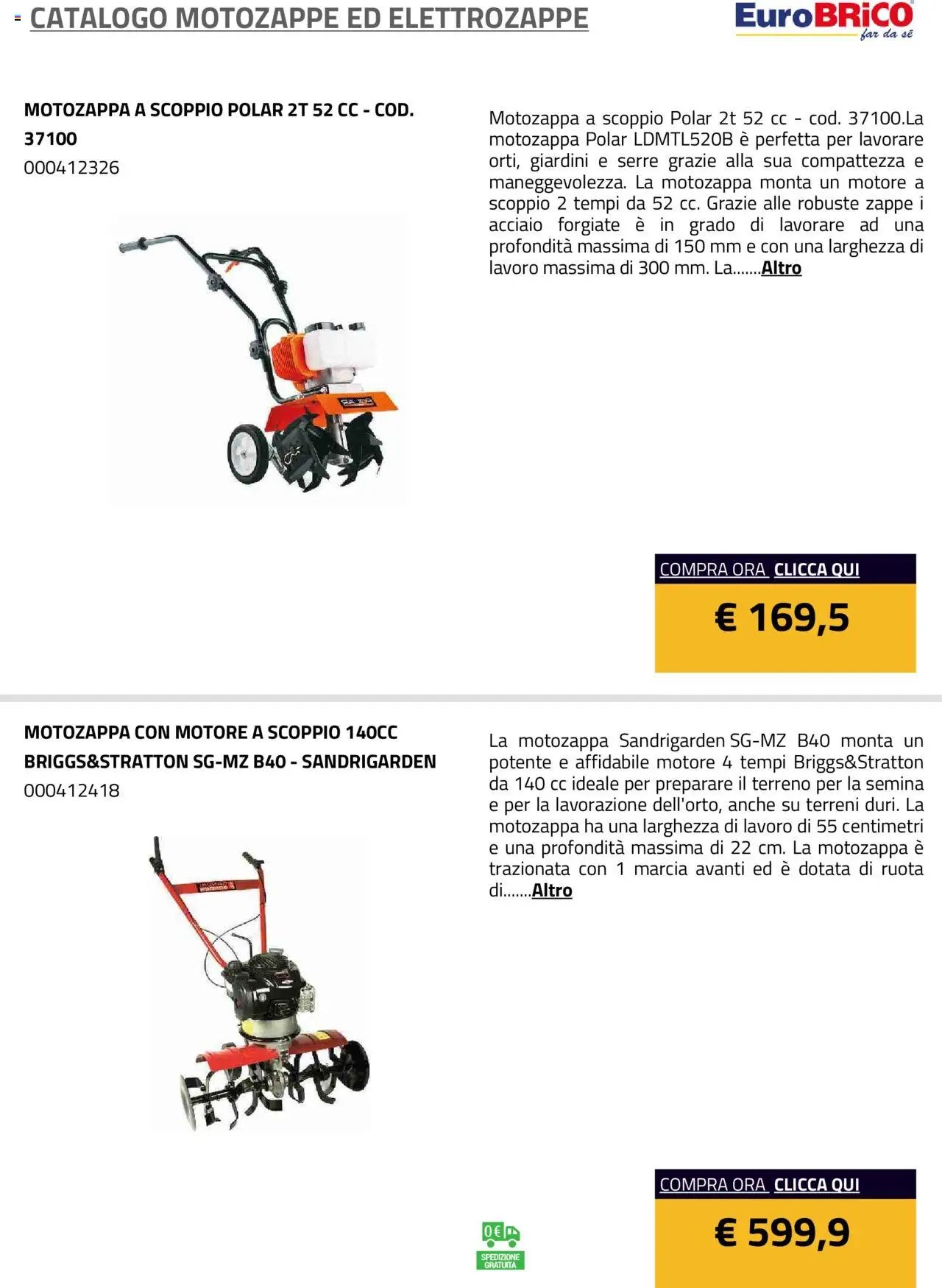 Eurobrico Motozappe ed Elettrozappe catalogo