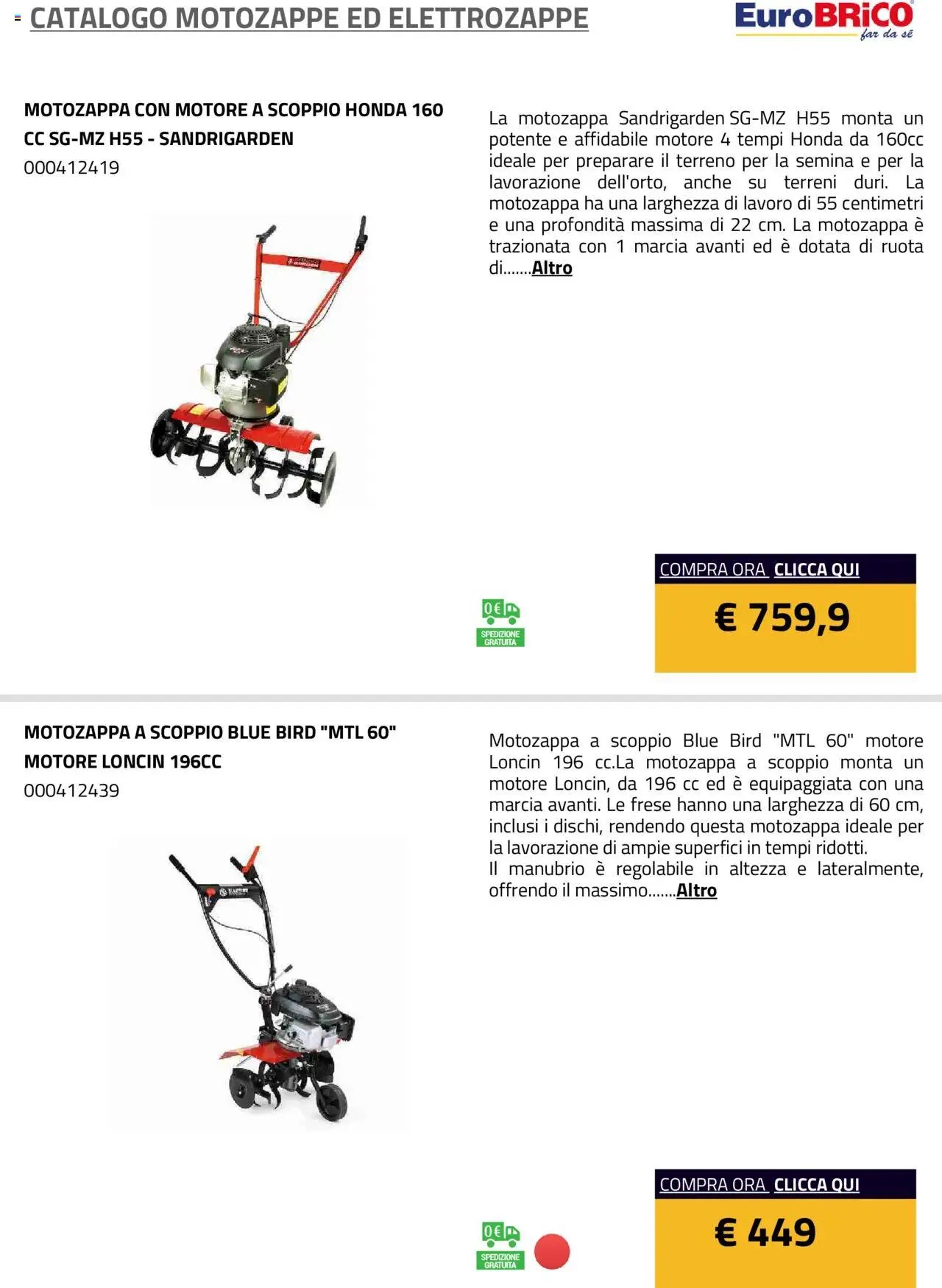 Eurobrico Motozappe ed Elettrozappe catalogo