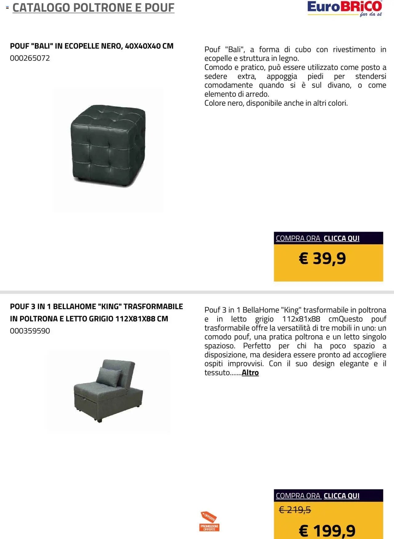 Eurobrico Poltrone e Pouf catalogo