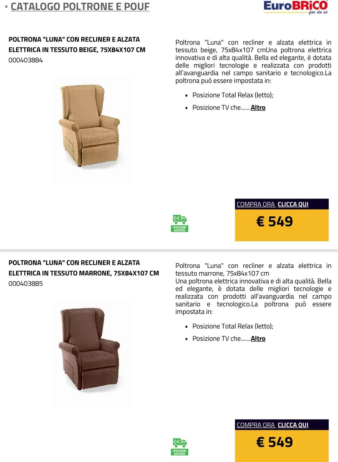 Eurobrico Poltrone e Pouf catalogo