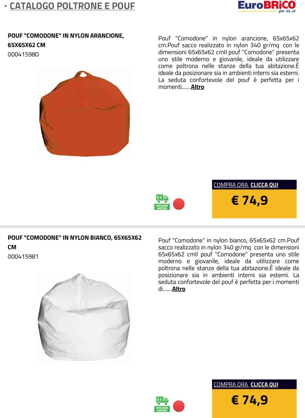 Eurobrico Poltrone e Pouf catalogo
