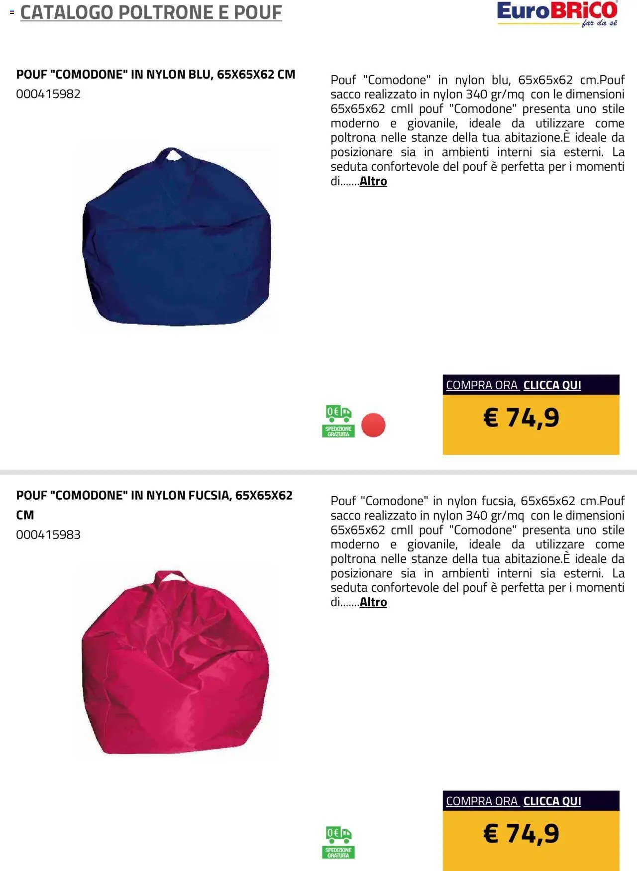 Eurobrico Poltrone e Pouf catalogo