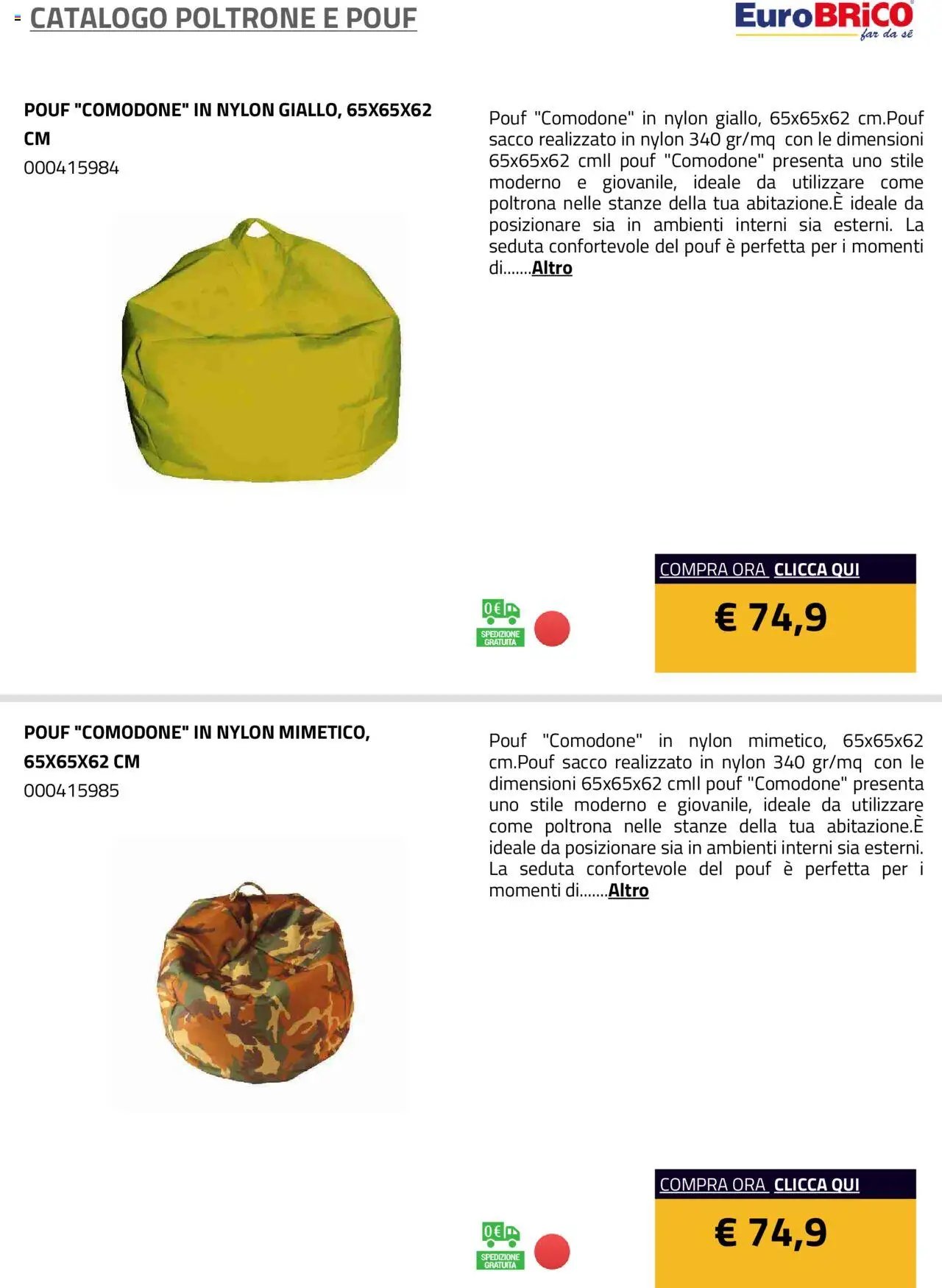 Eurobrico Poltrone e Pouf catalogo