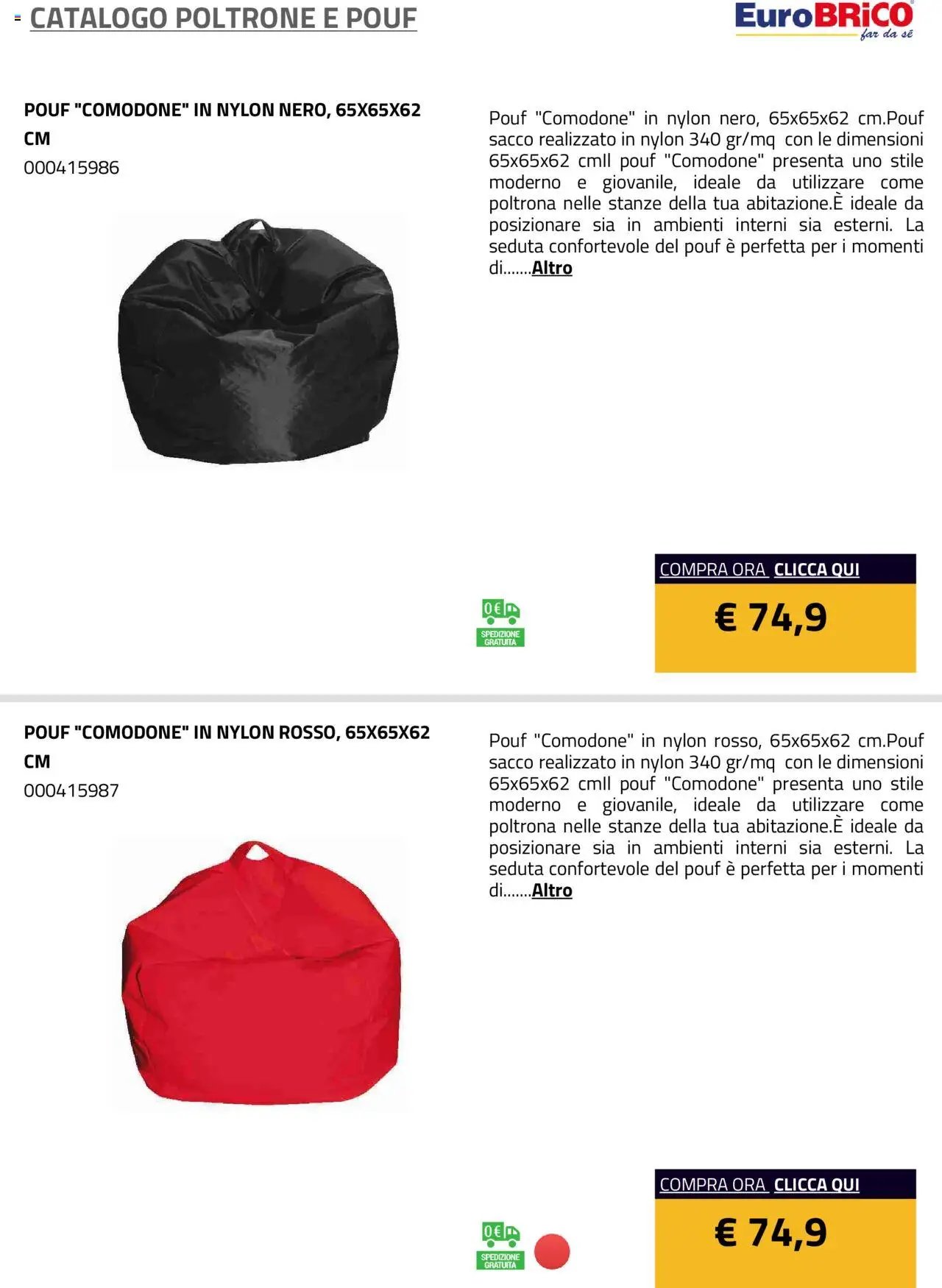 Eurobrico Poltrone e Pouf catalogo