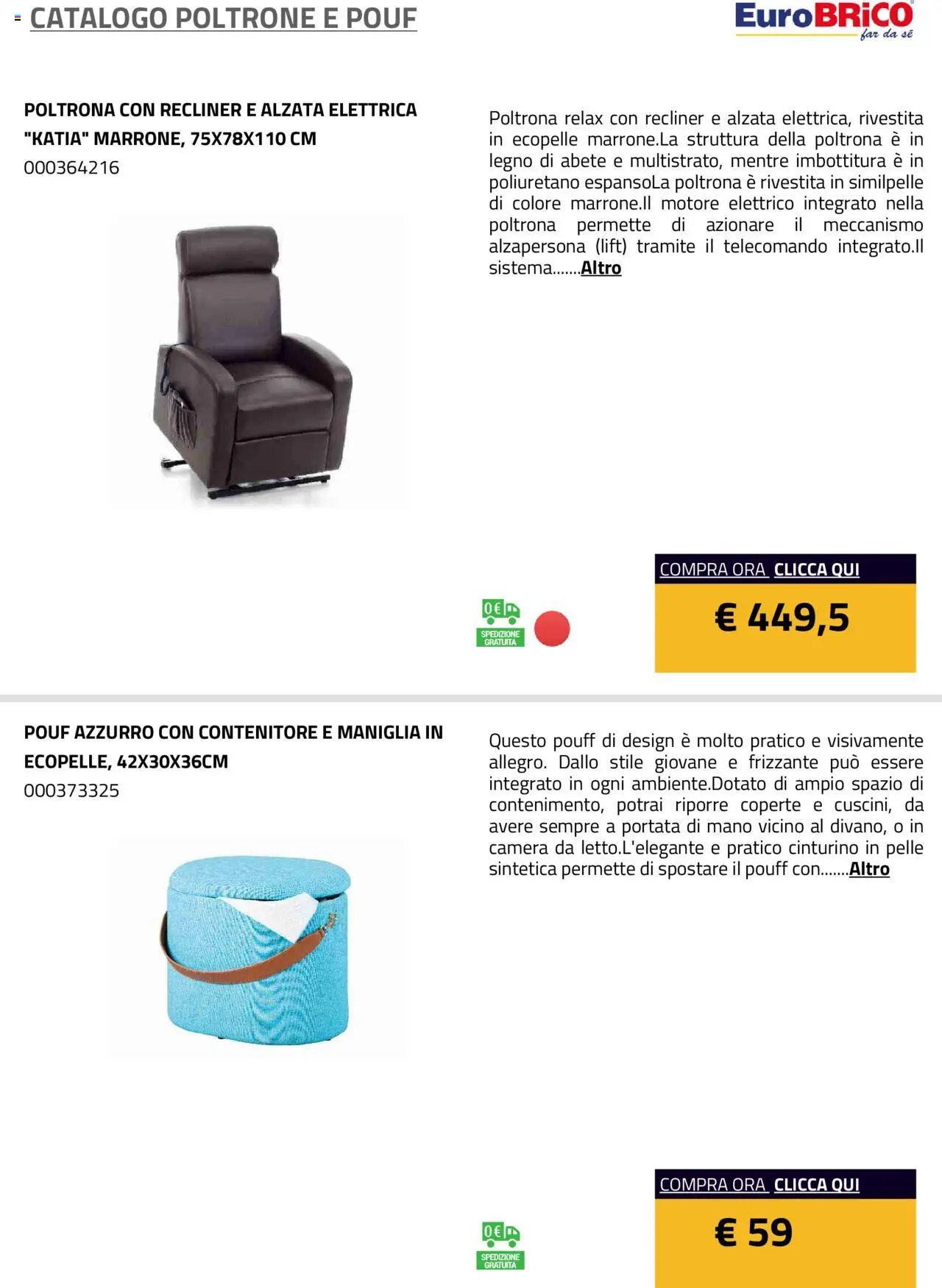 Eurobrico Poltrone e Pouf catalogo