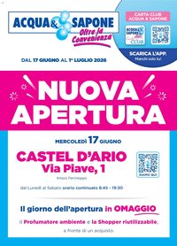 Acqua e Sapone volantino Apertura Castel d'Ario