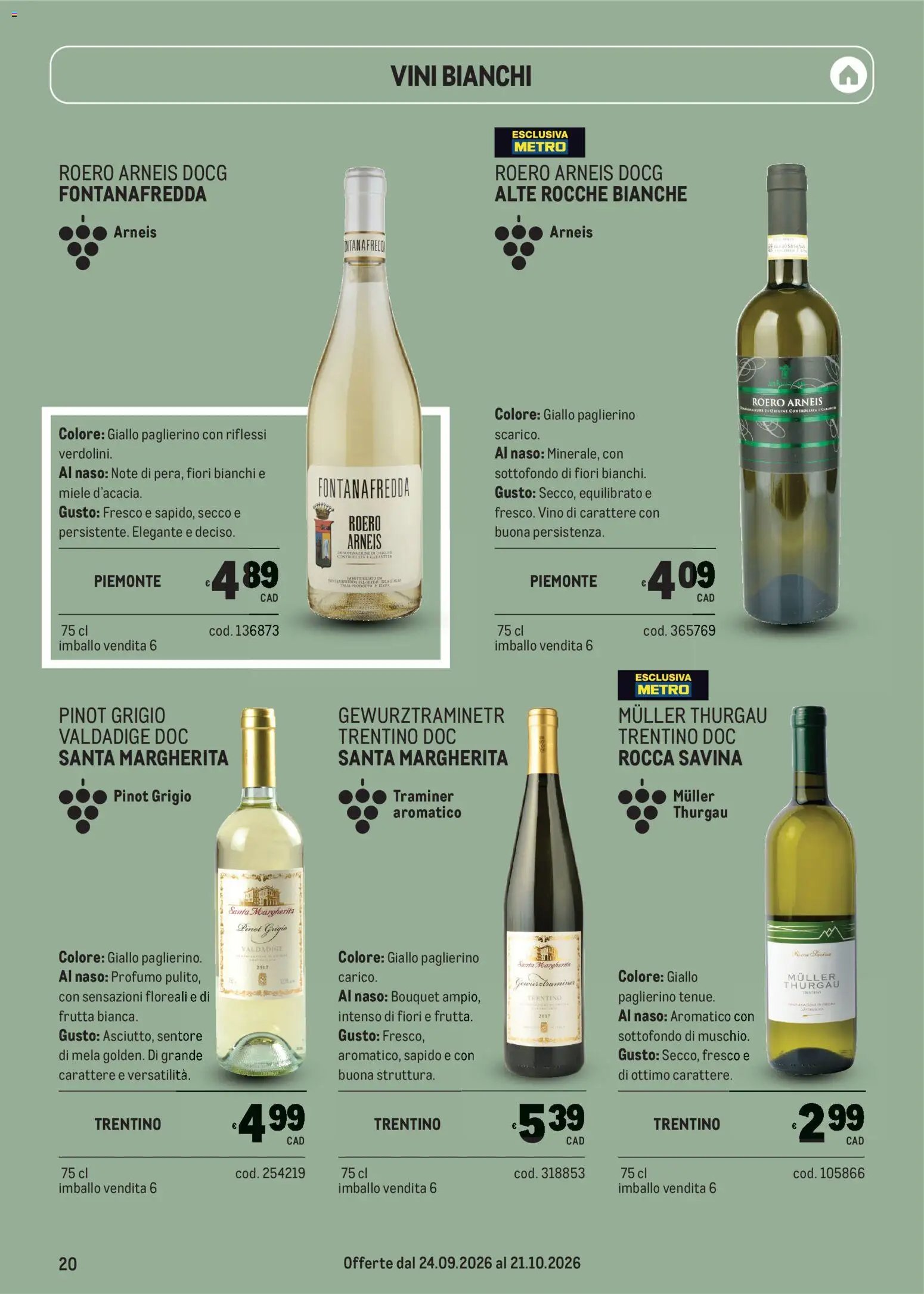 Metro volantino Carta Vini Autunno
