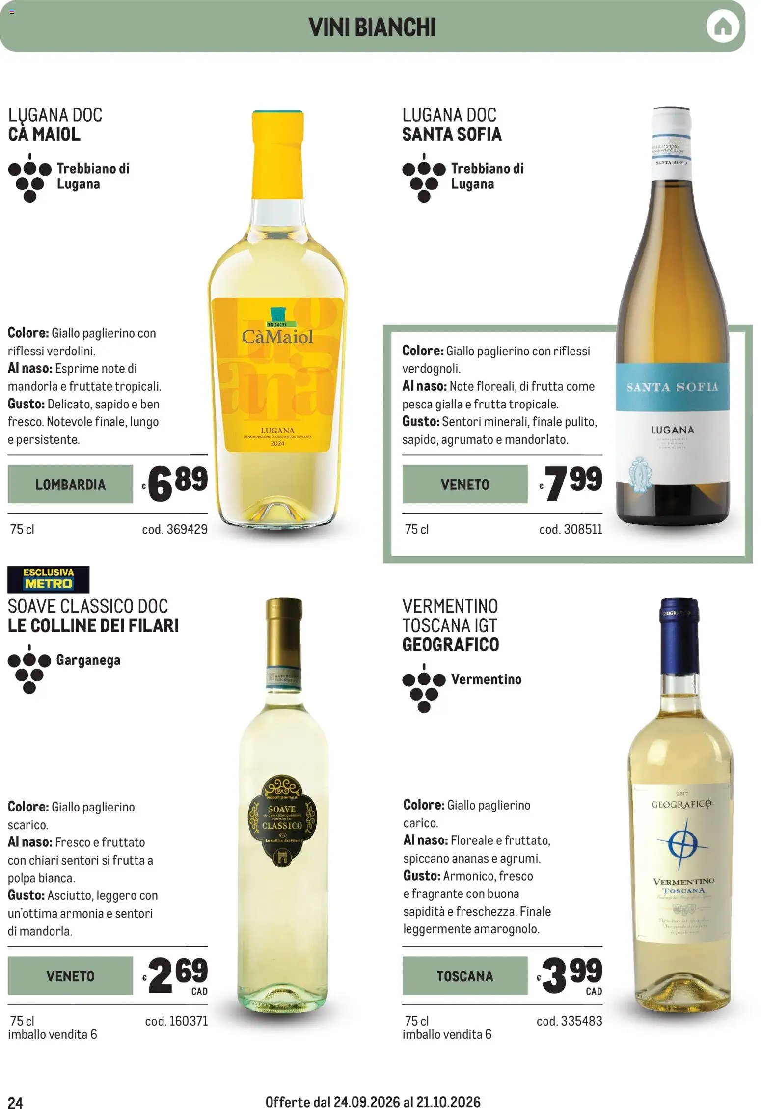 Metro volantino Carta Vini Autunno