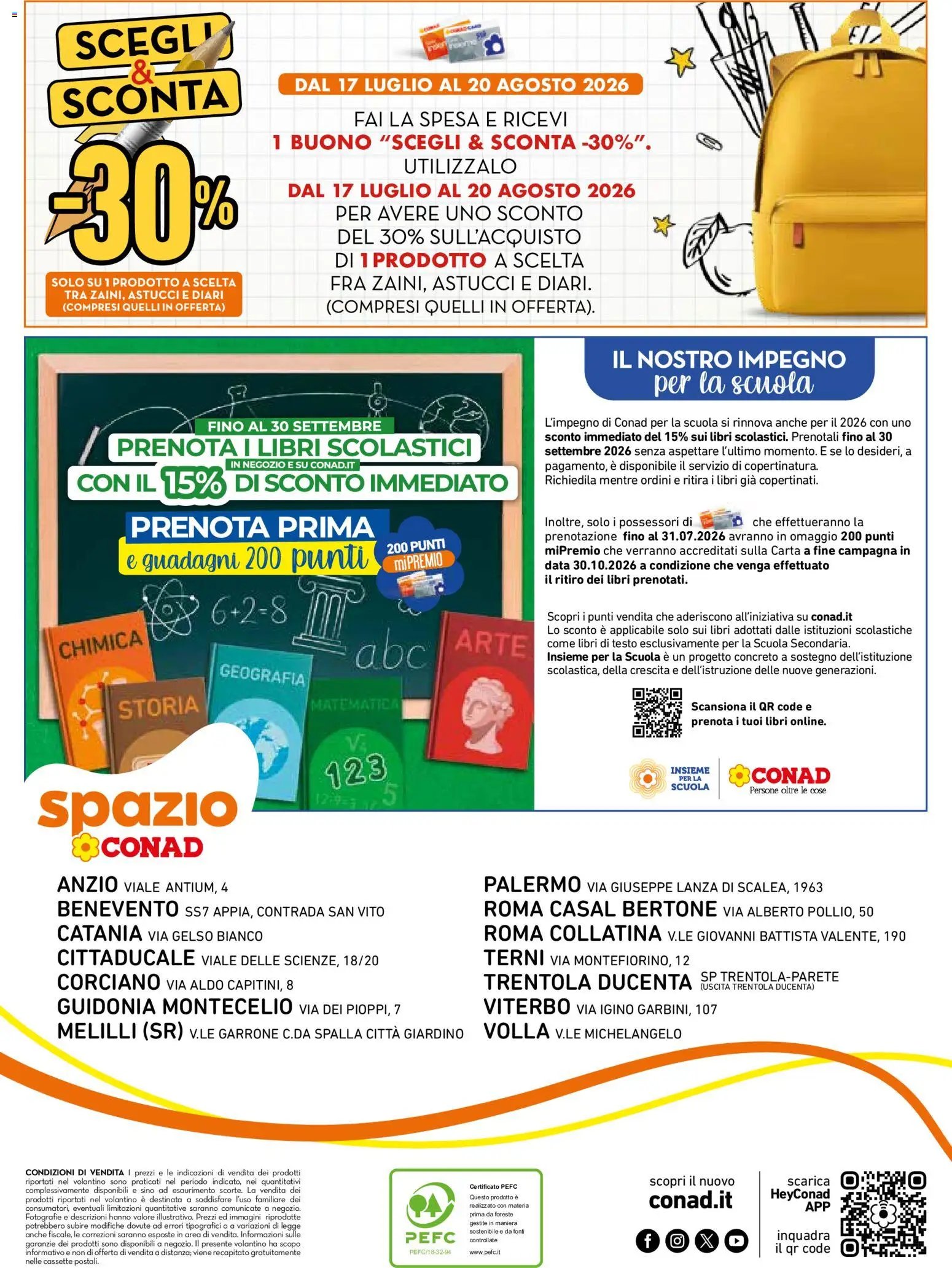 Spazio Conad volantino Scuola