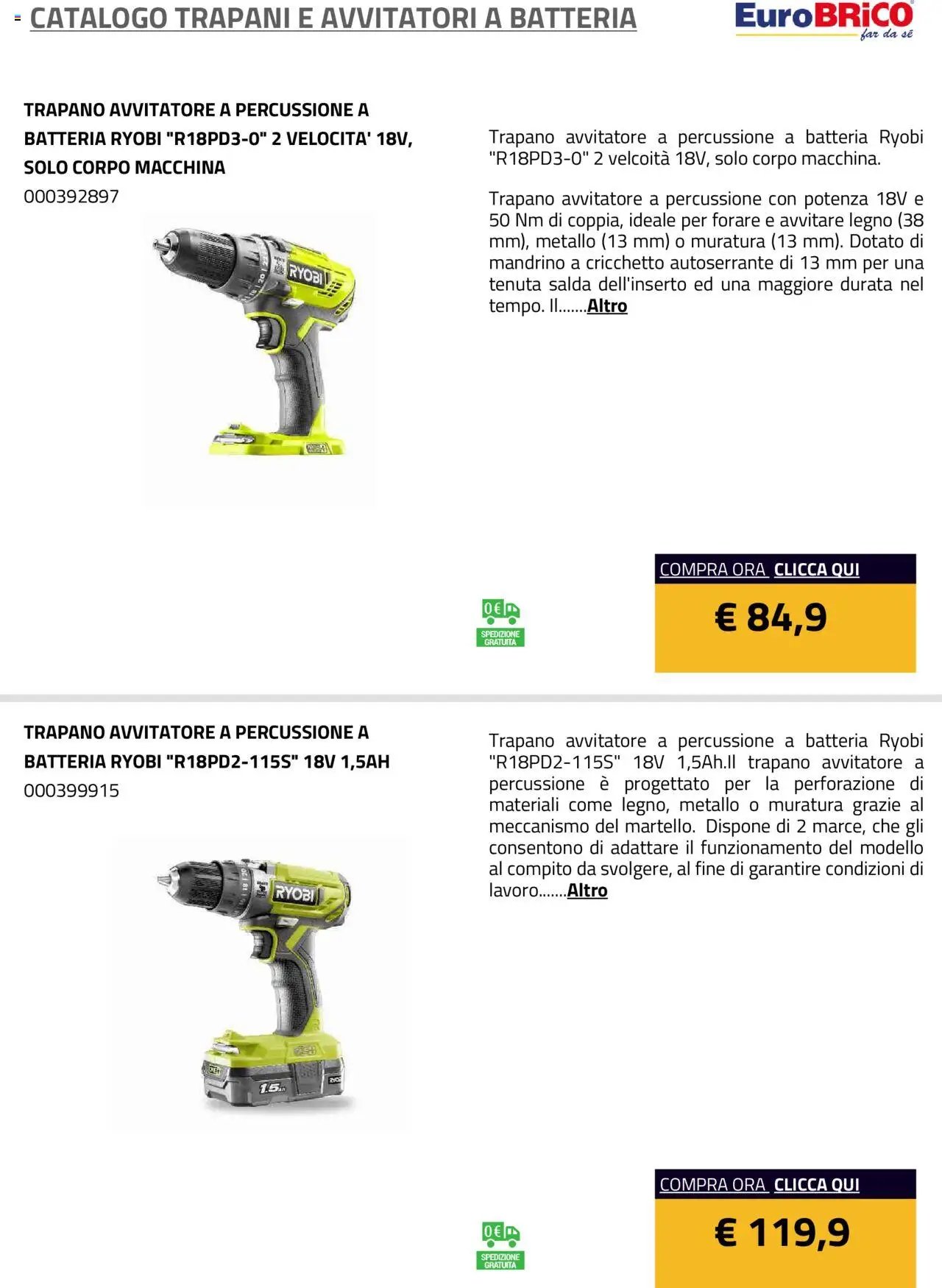 Eurobrico Trapani e Avvitatori a Batteria catalogo