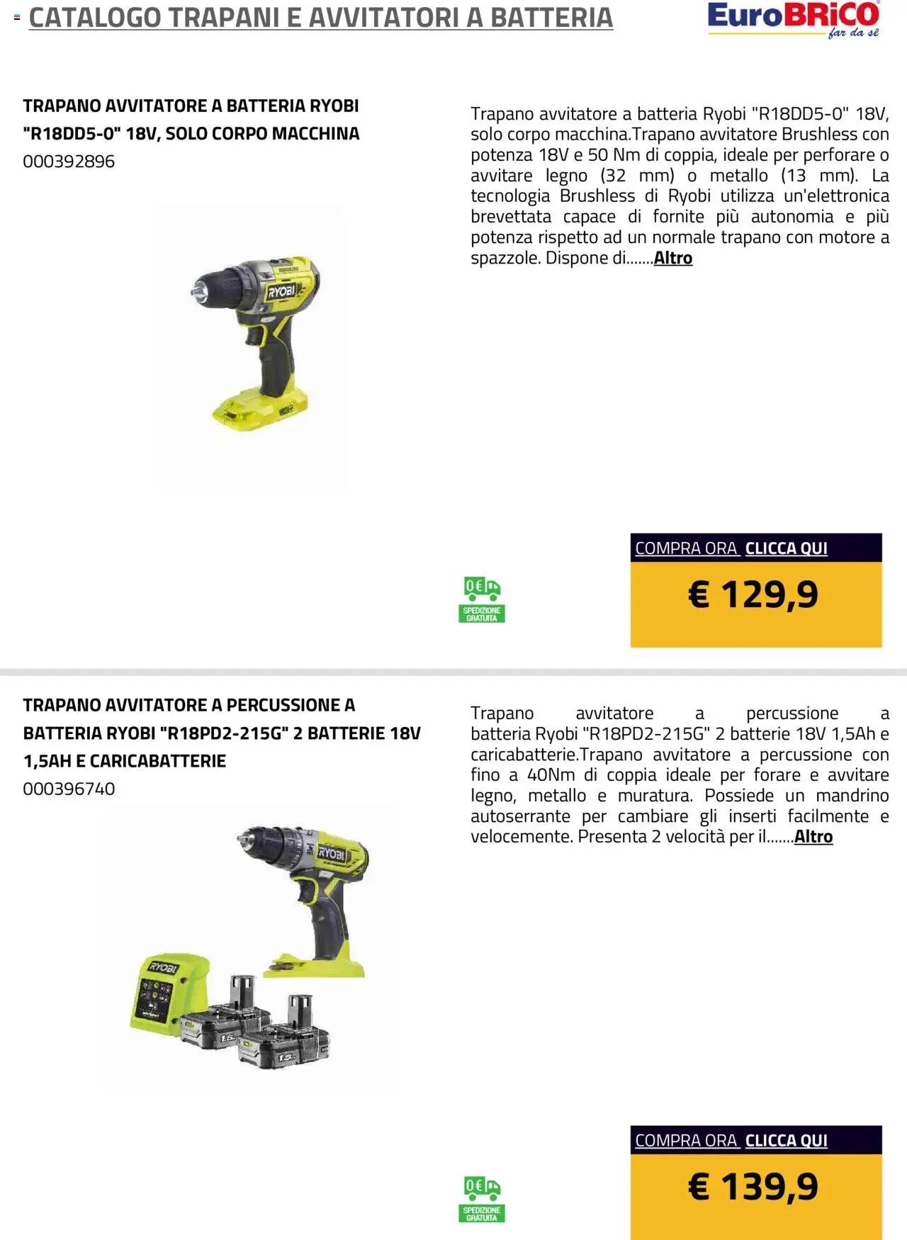 Eurobrico Trapani e Avvitatori a Batteria catalogo