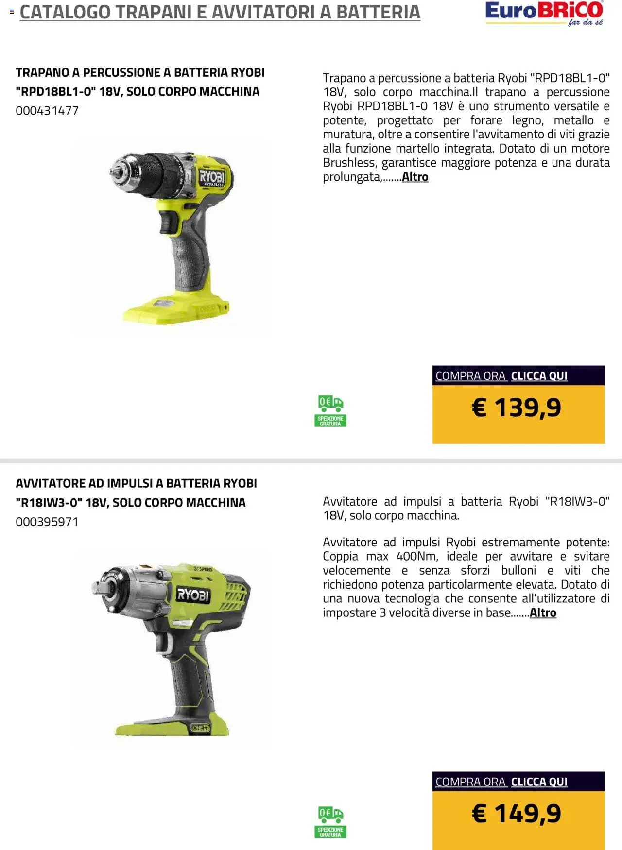 Eurobrico Trapani e Avvitatori a Batteria catalogo