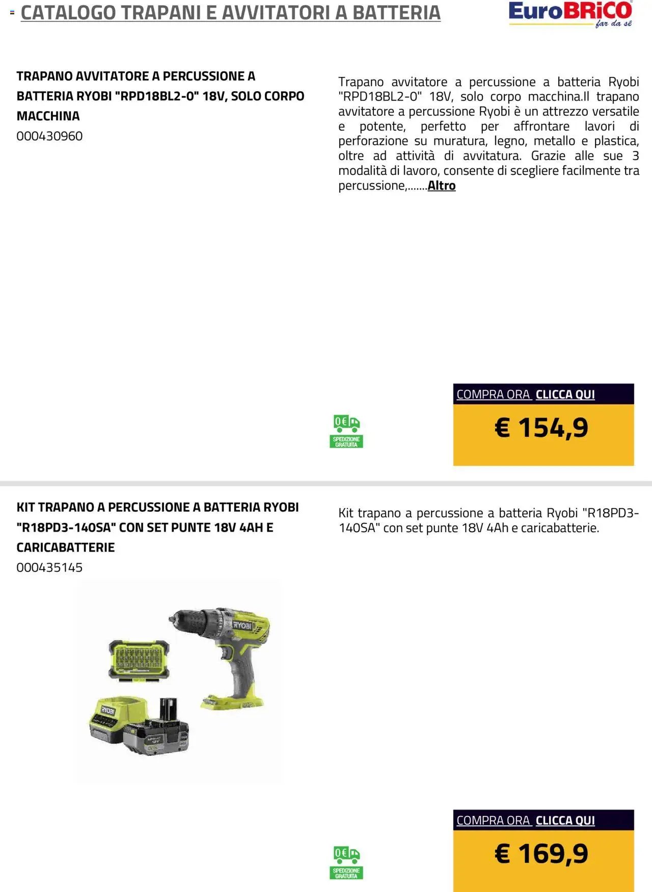 Eurobrico Trapani e Avvitatori a Batteria catalogo